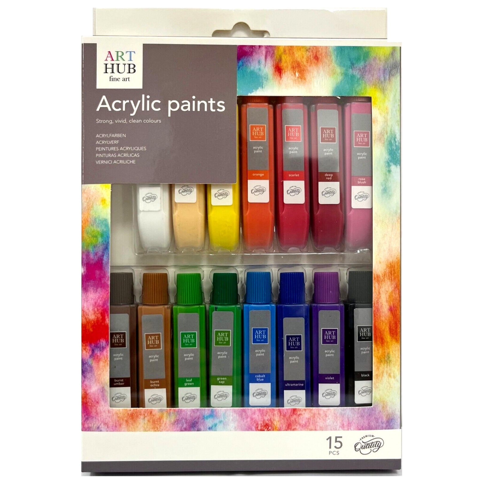 Beclen Harp 10 ML LARGER Tubes Acrylic Artists Paints Set 15 COLOURS Larger Tubes Art Craft