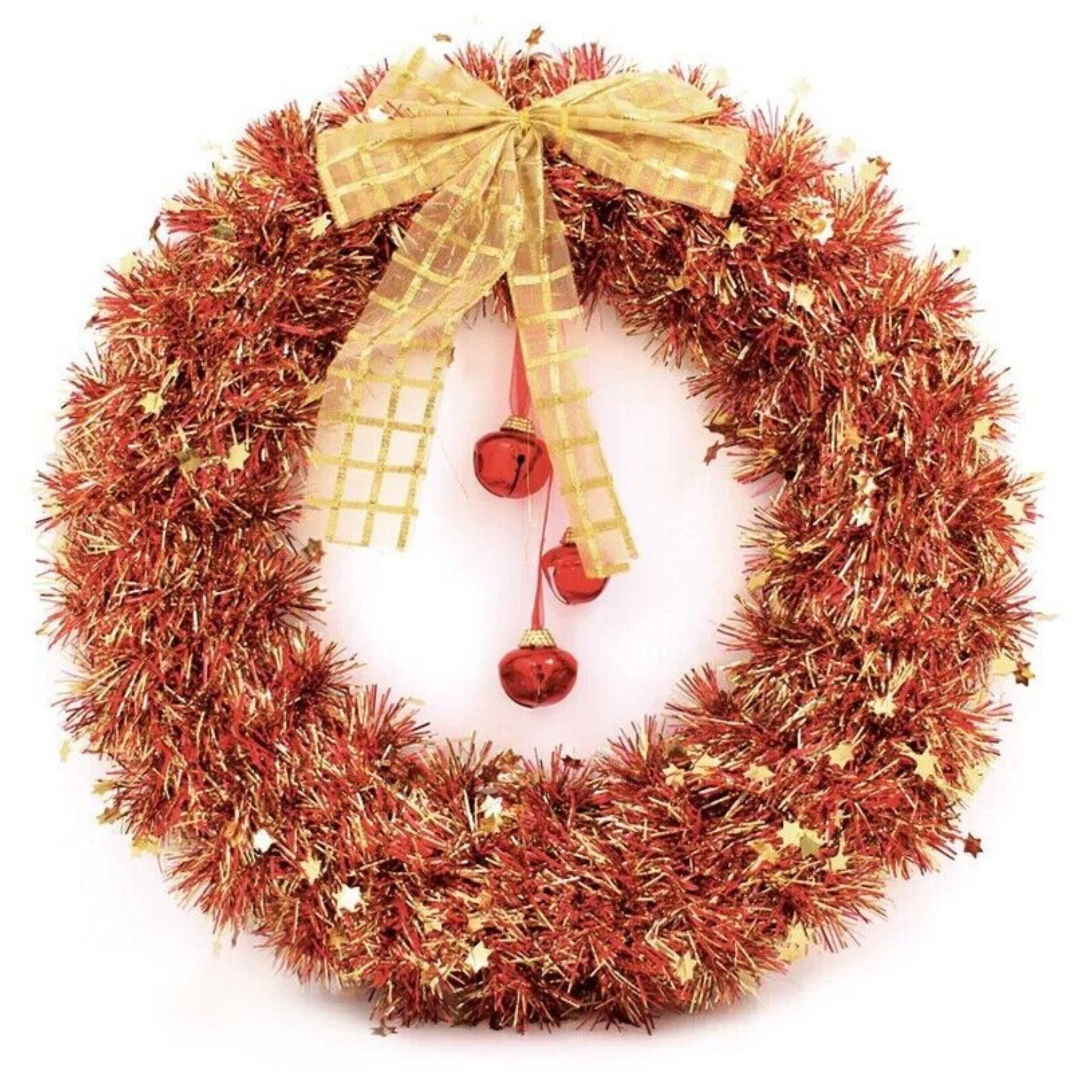 Beclen Harp Large Christmas Tinsel Wreath With Bell Wall Hanging Window Xmas Decoration