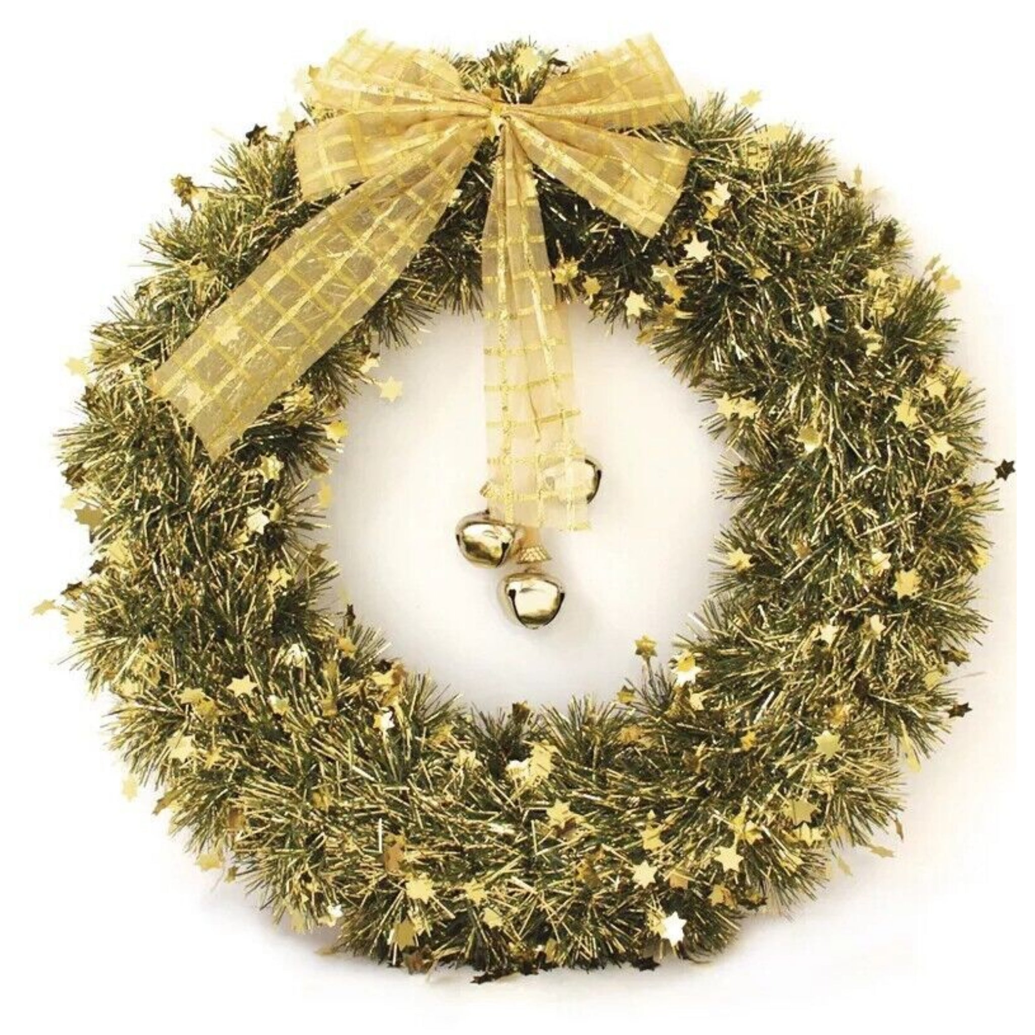 Beclen Harp Large Christmas Tinsel Wreath With Bell Wall Hanging Window Xmas Decoration