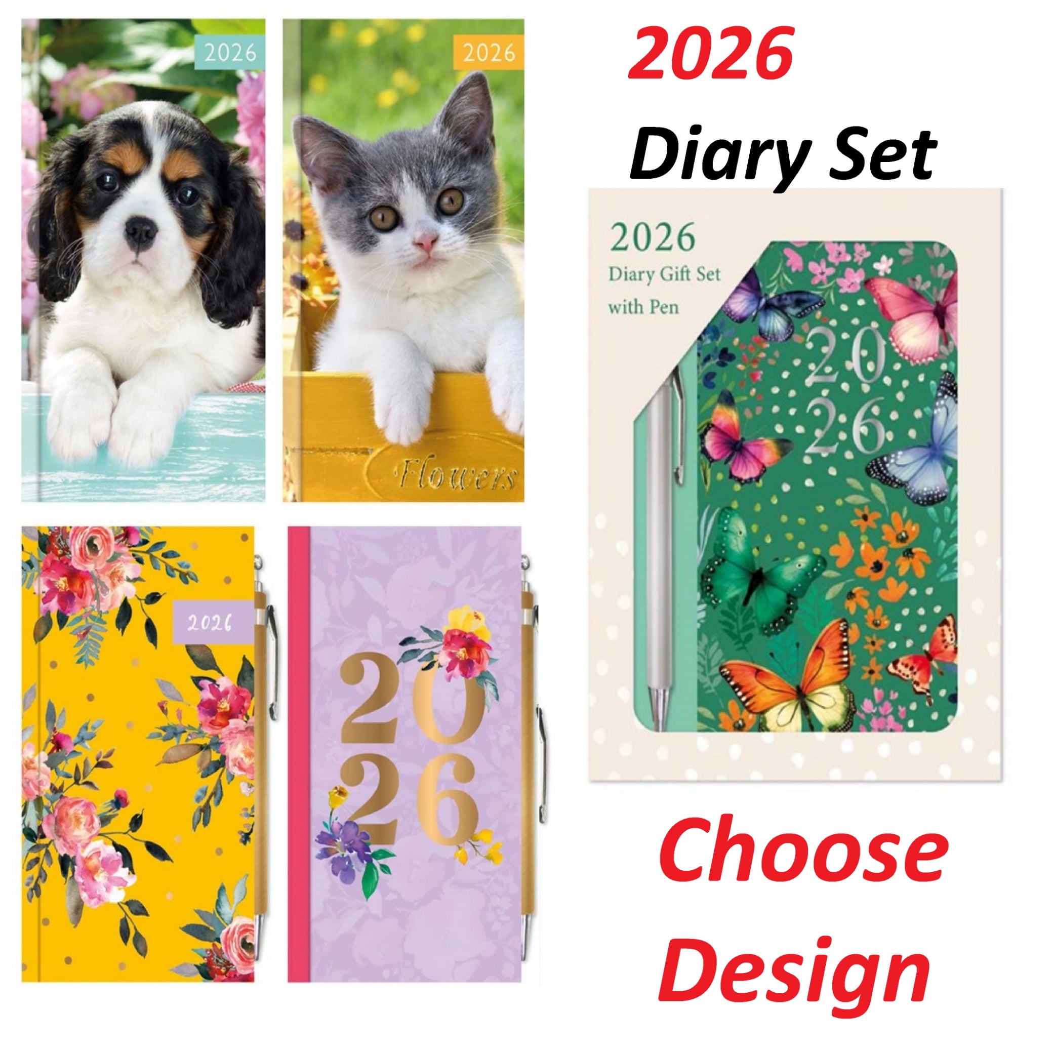 Beclen Harp 2026 SLIM Week to view gift set diary with free pen Office Home School Desktop Diary Desktop School Note Date Full Year - Xmas gift