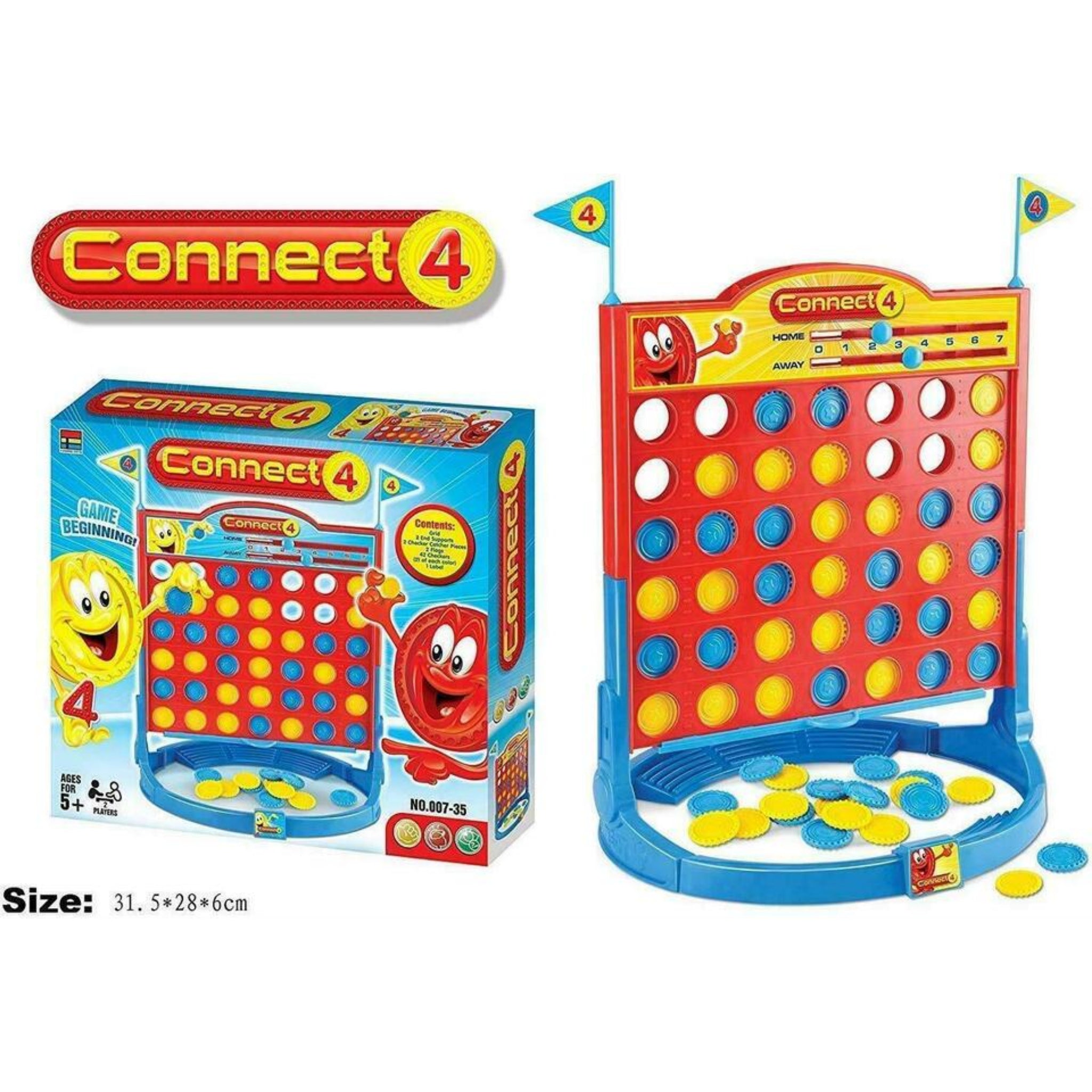 Beclen Harp Large Size 4 in a Row Board Game Connect 4 2 PLAYER Traditional Kids Childrens