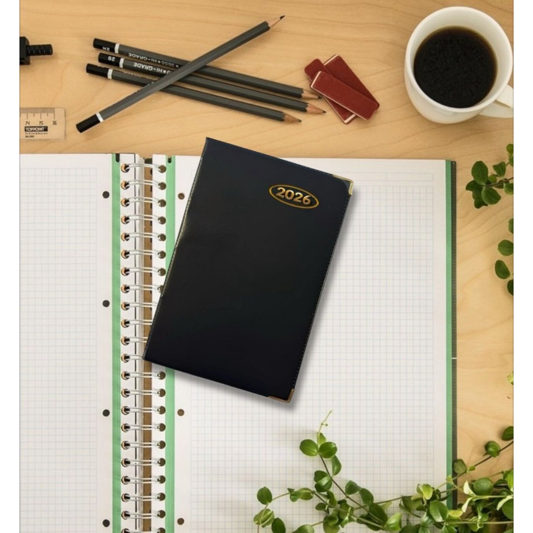 2026 DIARY POCKET / SLIM SLIMLINE WEEK TO VIEW METAL EDGE SOF PVC COVER DIARY