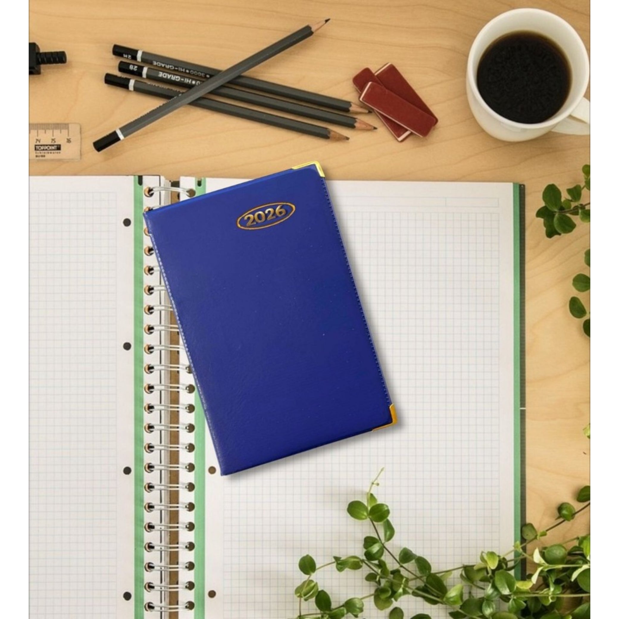 2026 DIARY POCKET / SLIM SLIMLINE WEEK TO VIEW METAL EDGE SOF PVC COVER DIARY