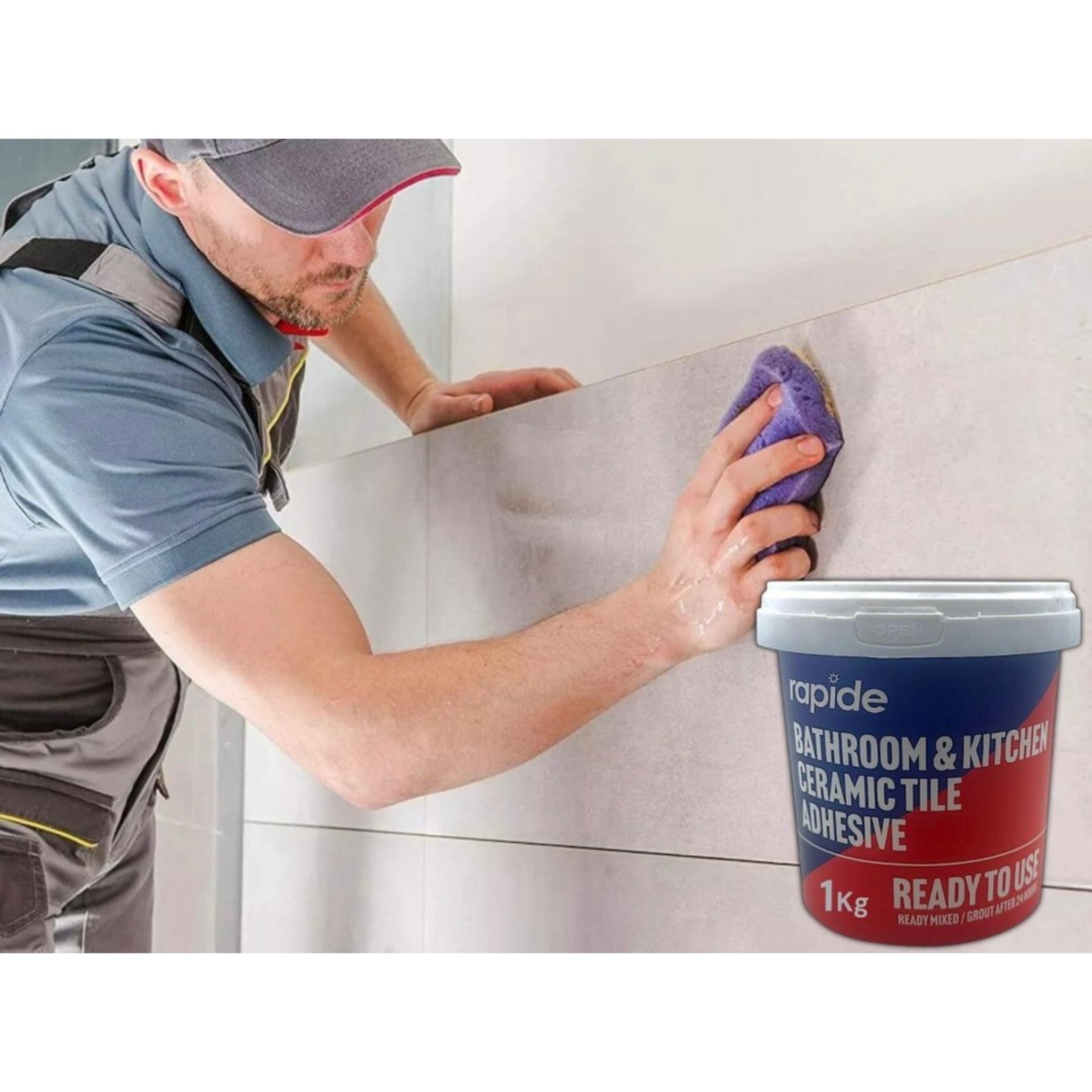 Beclen Harp 2x TILE ADHESIVE GROUT READY MIXED WHITE CERAMIC BATHROOM KITCHEN WATERPROOF 1KG / Ready Mix Mould / Water resistance
