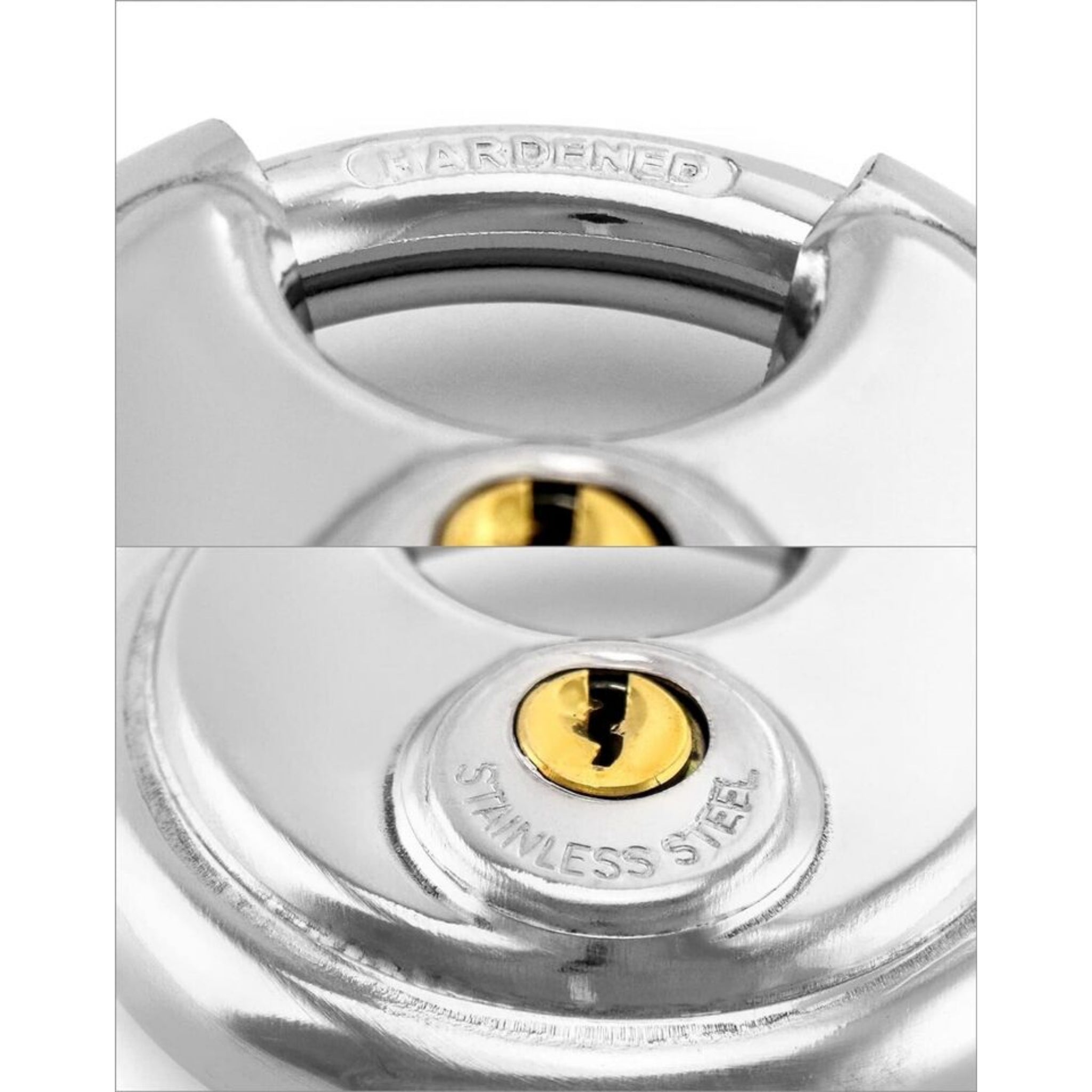 Beclen Harp 2 PACK 70mm KEYED ALIKE DISC STAINLESS STEEL HARDENED SHACKLE PADLOCKS + 2 KEYS