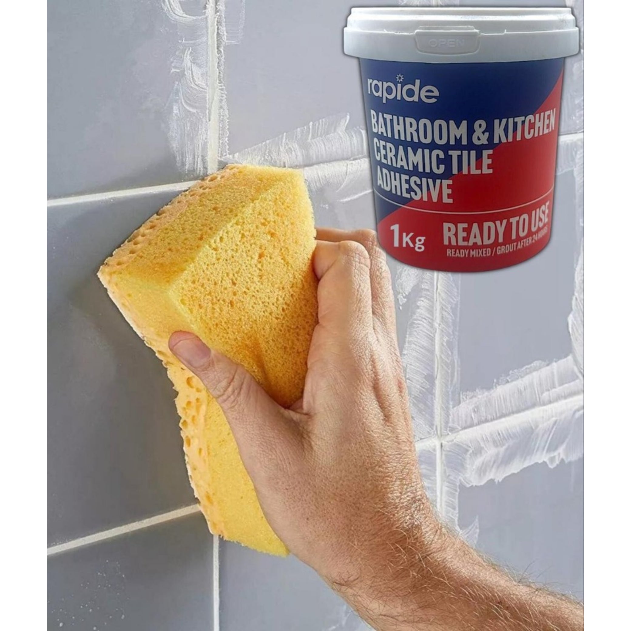 Beclen Harp 2x TILE ADHESIVE GROUT READY MIXED WHITE CERAMIC BATHROOM KITCHEN WATERPROOF 1KG / Ready Mix Mould / Water resistance