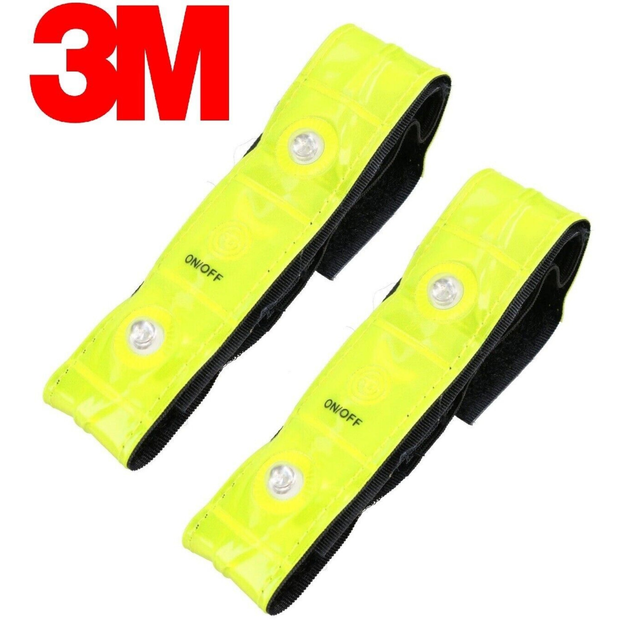 Beclen Harp 3 LED Yellow Reflective Ankle Arm 2X Band High Visibility For Cycling Running Safe