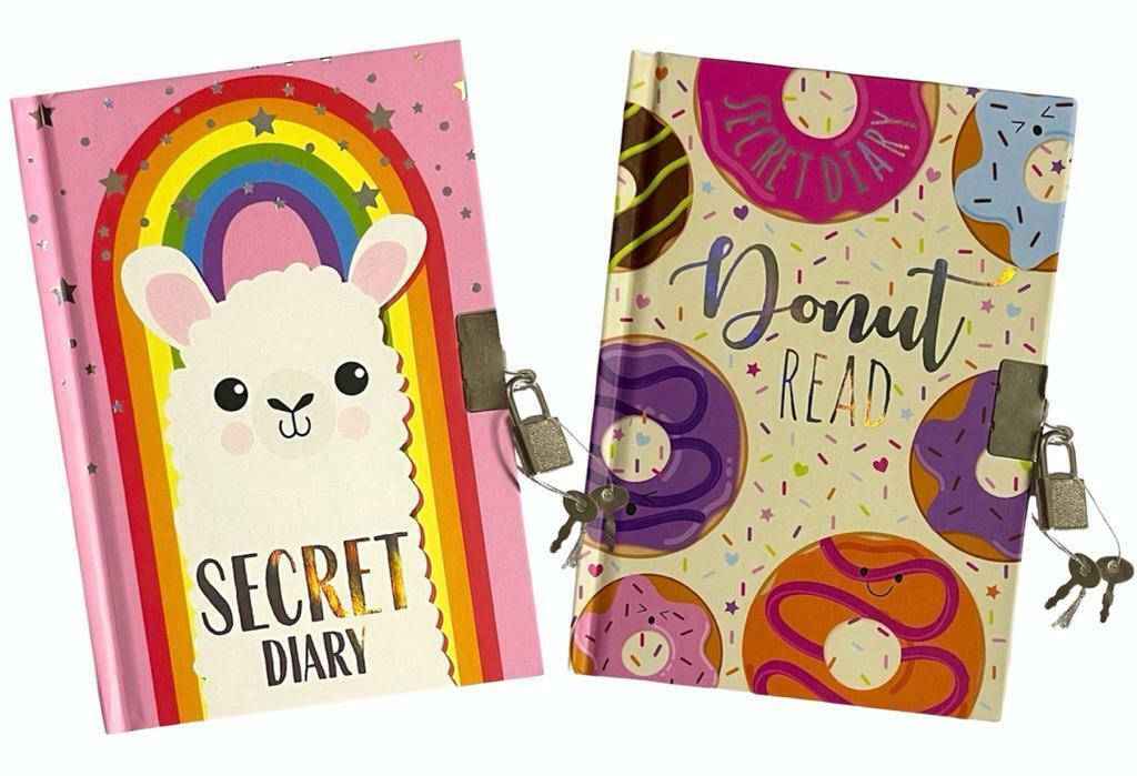 Beclen Harp A6 Hardback Open Undated Diary Secret Diary with Padlock and Keys - Donut Secret Design