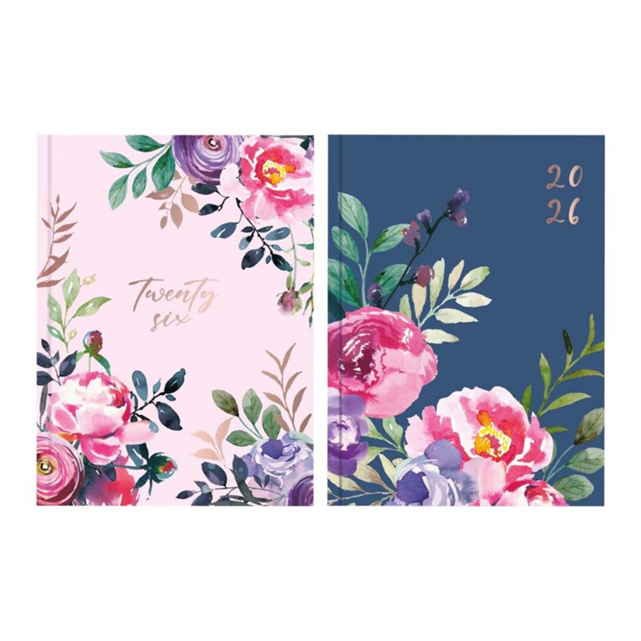 Beclen Harp 2026 A5 Week to view Hardback Premium Floral Leaves theme Office Home School Desktop Diary Desktop School Note Date Full Year - Xmas gift