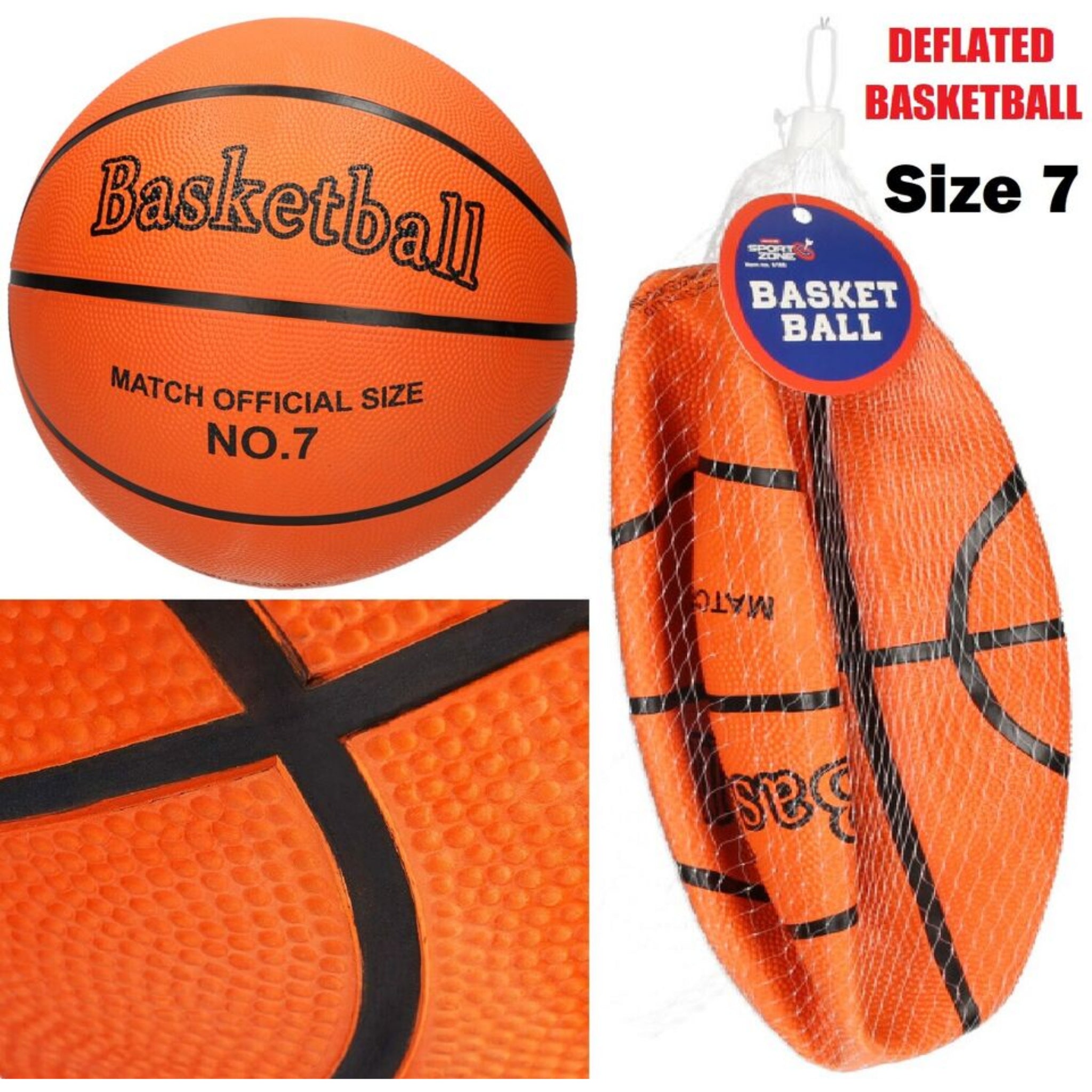Beclen Harp Deflated Basketball Sports Indoor/Outdoor Game Training Non-Slip Surface Size 7