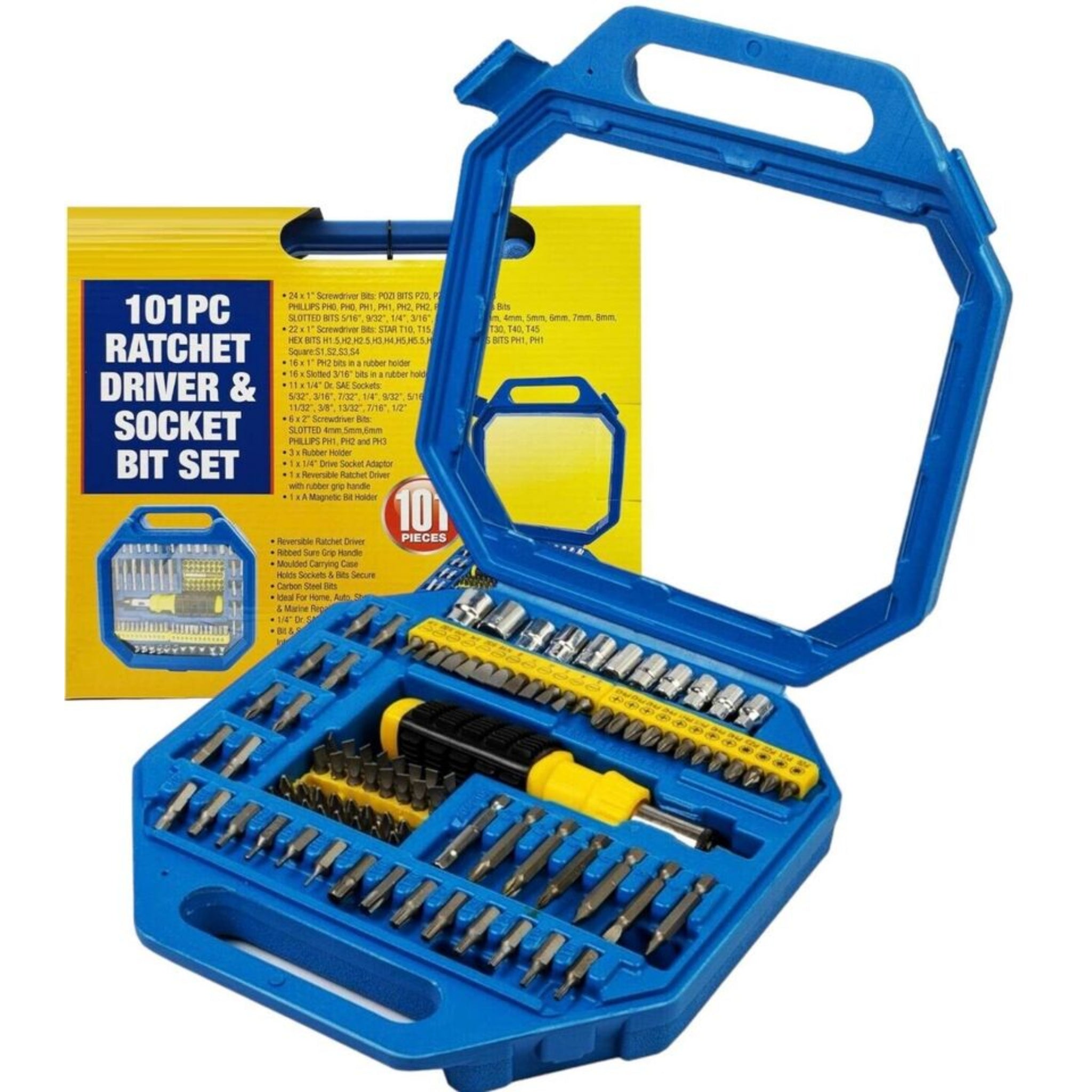 Beclen Harp 101 Pcs Pro Screwdriver Socket Set Metric Bit Driver Set Ratchet Torx Hex Wrench