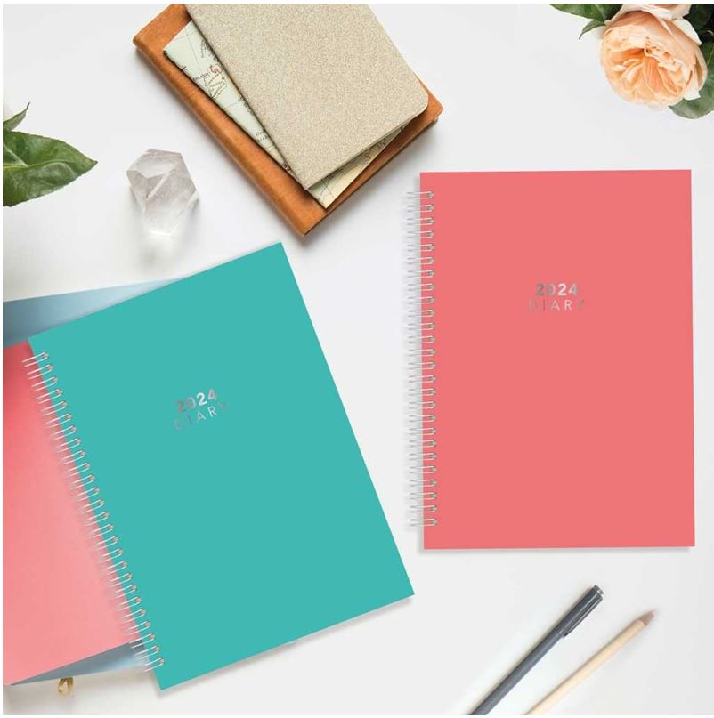 Beclen Harp 2024 A5 Week To View/WTV Personal Executive Wiro/Spiral Non Scratch Paper Diary