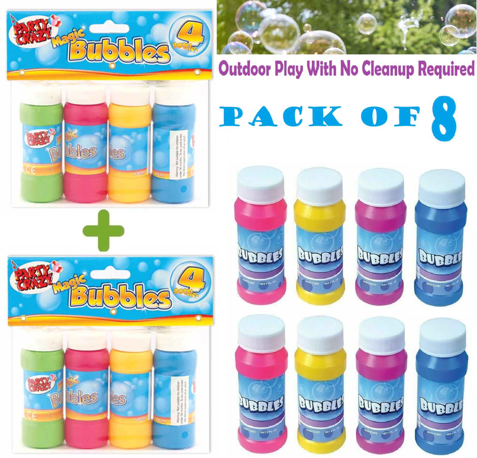 Beclen Harp 8Pc Bubble Magic Kids Bubbles Party Bag Fillers Childrens Loot Bag Toy wholesale