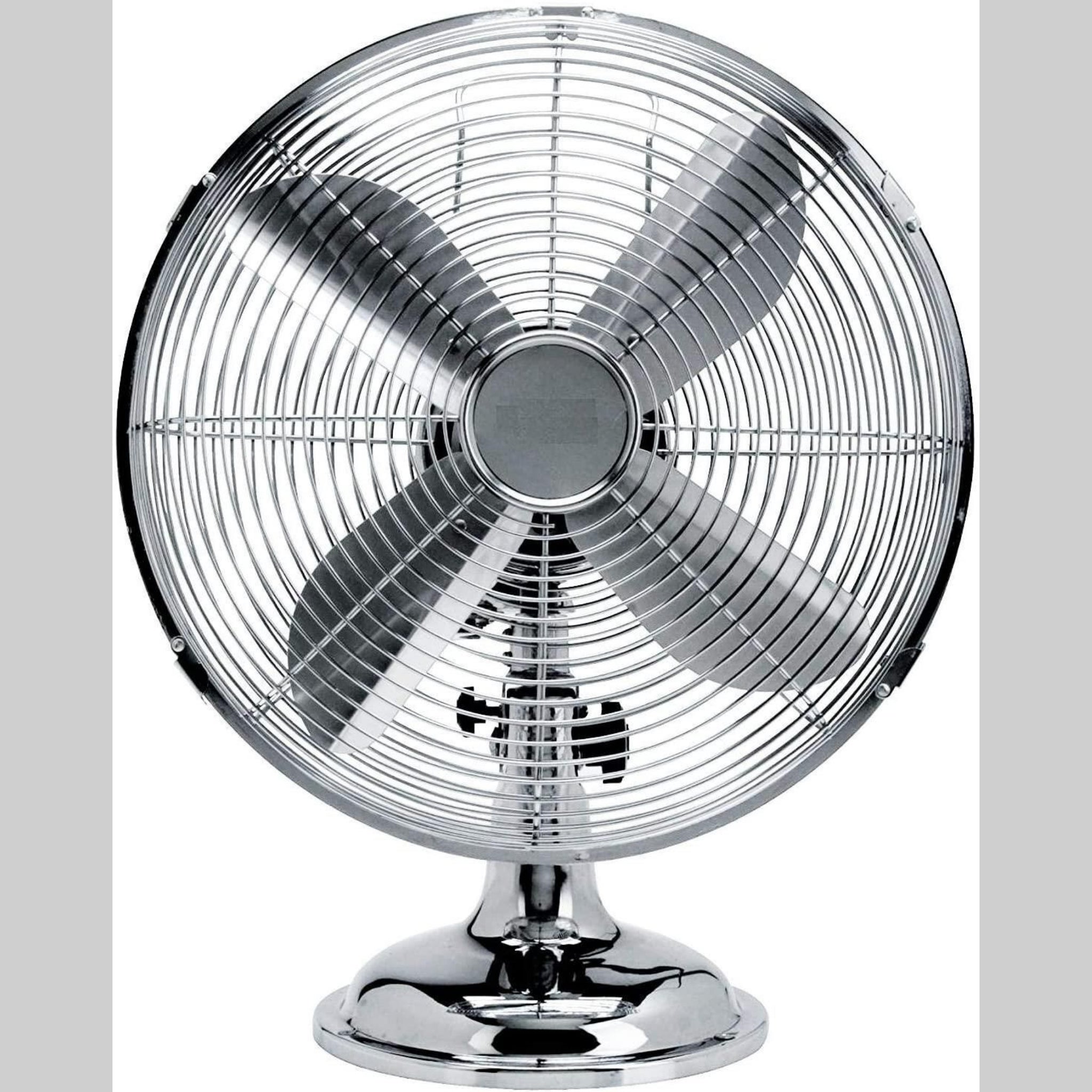 Beclen Harp 12-Inch Metal Chrome Oscillating Air Cooling Desk/Table/Worktop Standing Pedestal Fan With 3 Speeds-Home And Office Summer Essential