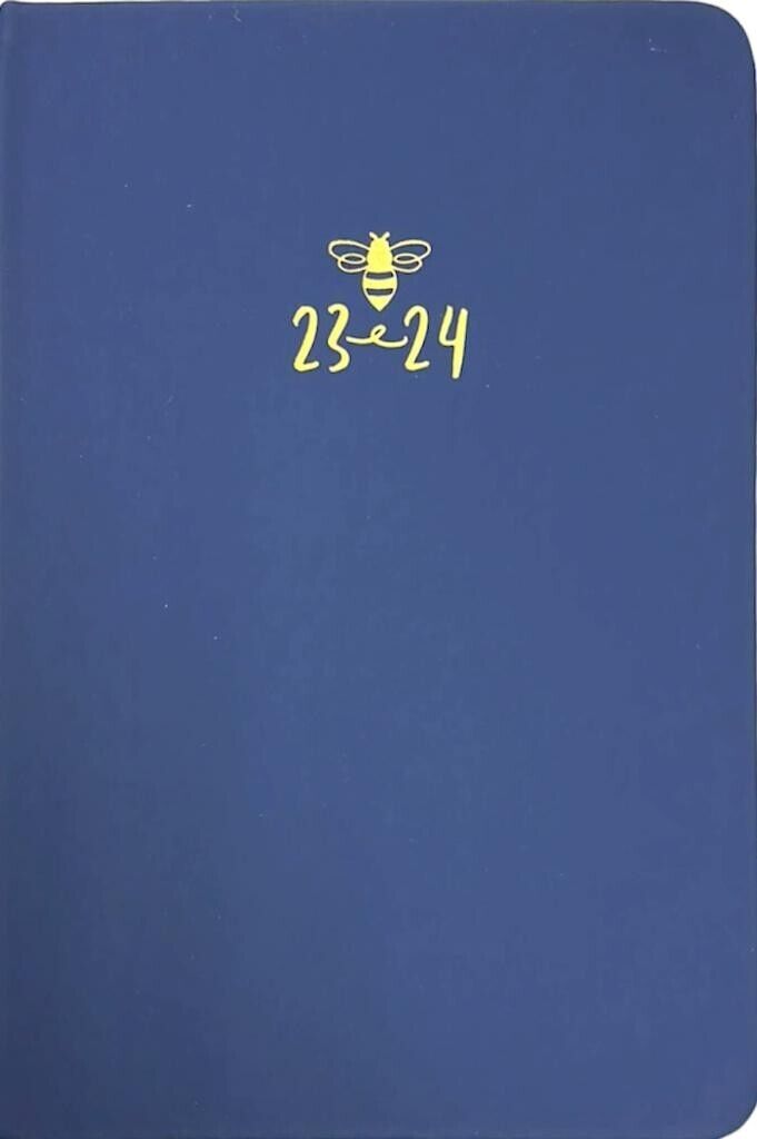 Beclen Harp 2023-24 Academic A5 DAY A PAGE Gold honey Bee Cover Diary School Year Teacher
