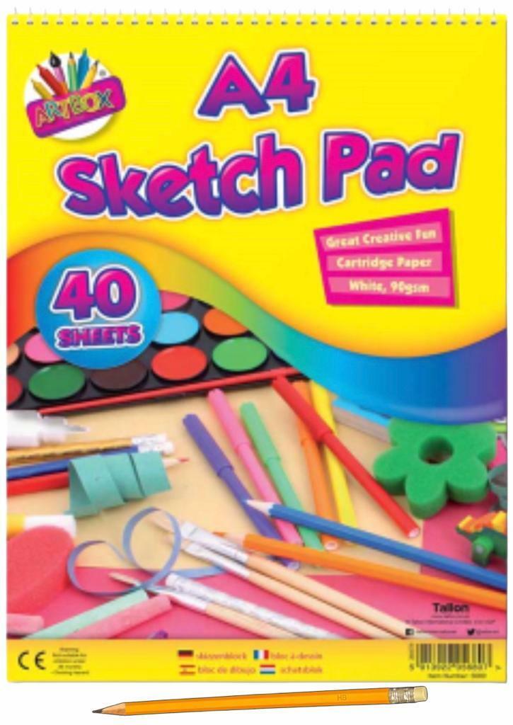 Beclen Harp Sketch Pad Smooth white Drawing Artist Paper on SPIRAL Book 40 sheets 90gsm