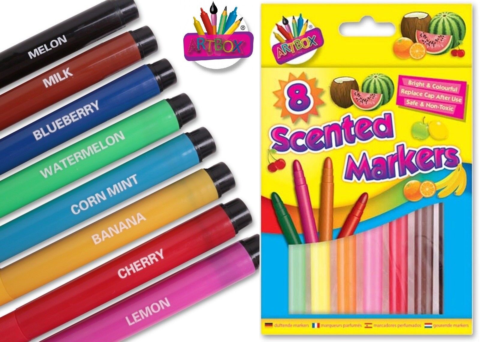 Beclen Harp 8 SCENTED MARKERS SCENTED FELT TIP PENS SMELL PENS FRUIT SMELLY PENS FRAGRANCE