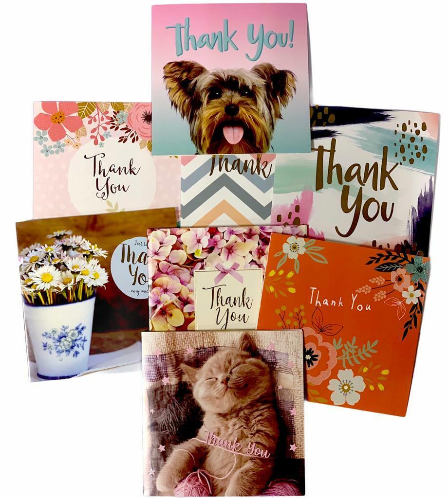 Beclen Harp Pack of 8 Mixed Assorted THANK YOU Wishes Floral Adult Kids Cards Greeting Card