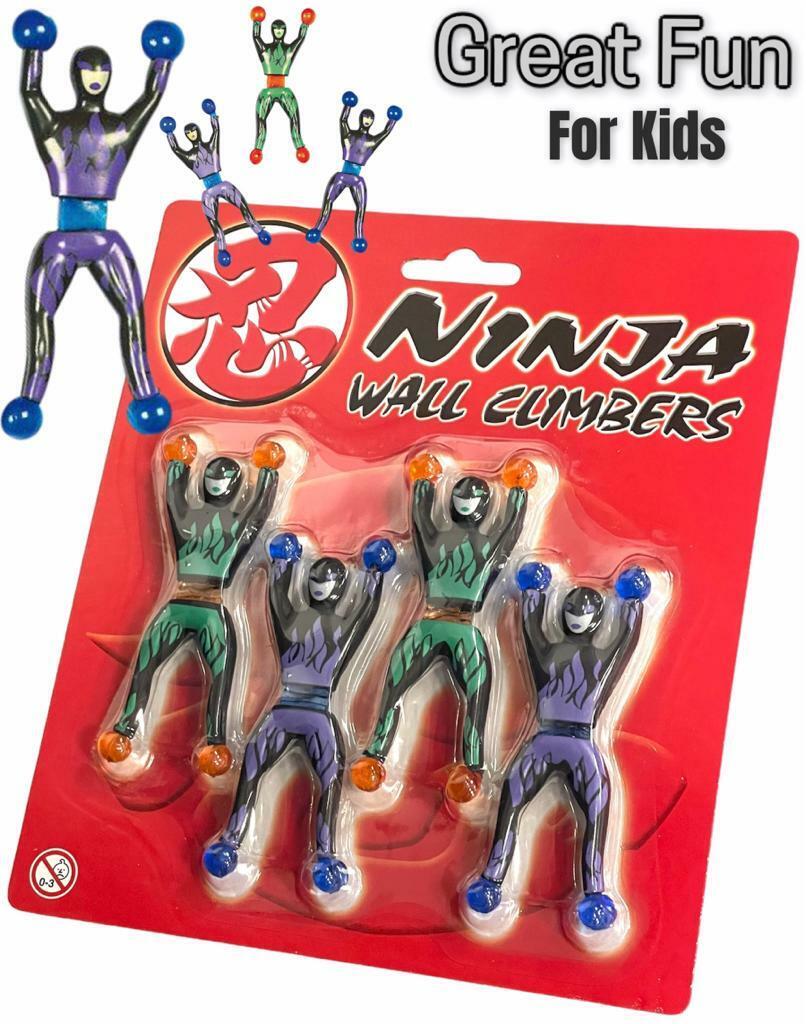 Beclen Harp 4 x STICKY STRETCH FLYING NINJA CRAWLER TOY KIDS CHRISTMAS GIFT STOCKING FILLER