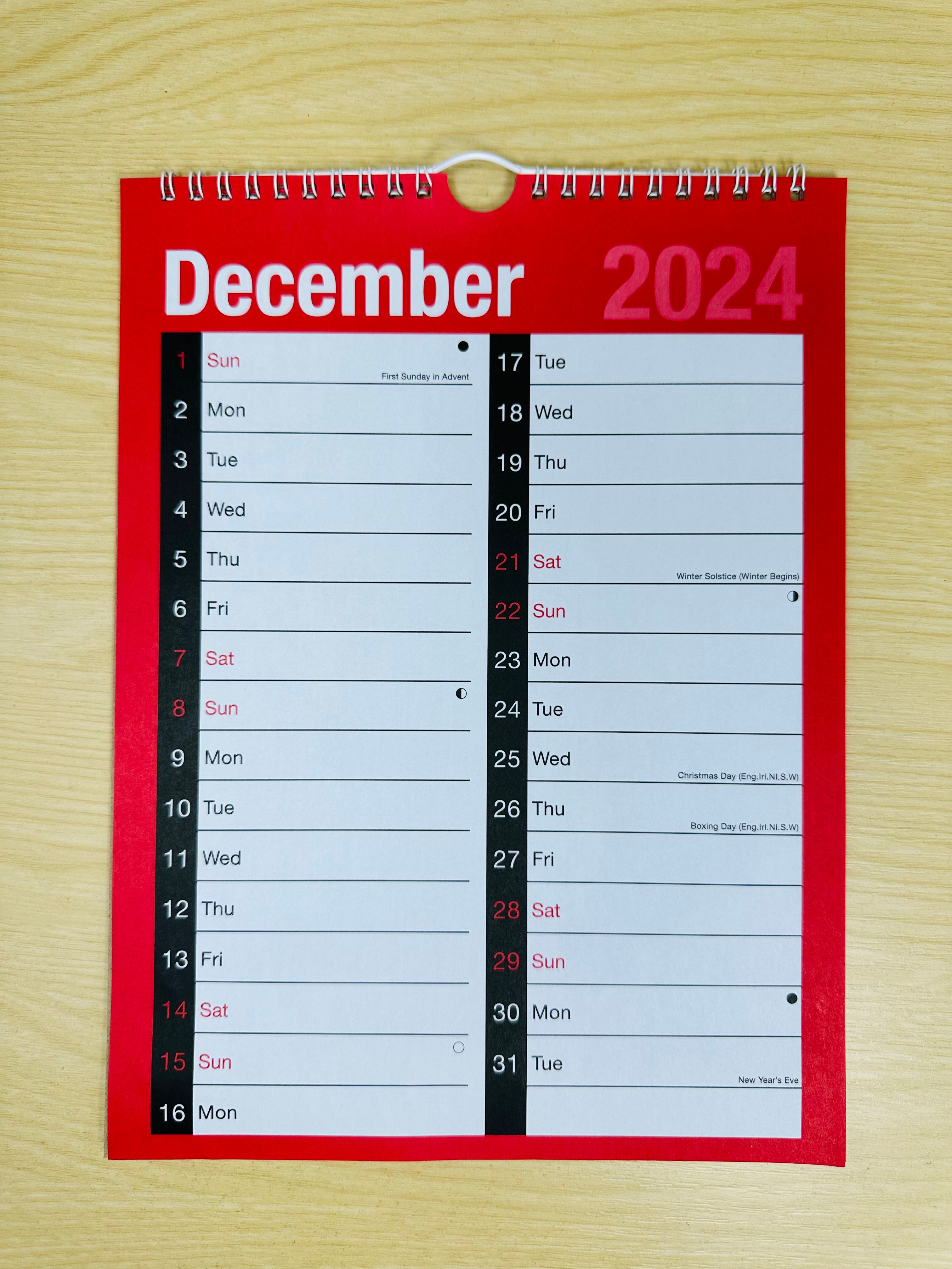 Beclen Harp Calendar 2024 One Month to view Wall Large Print Notes Calendar Size A4