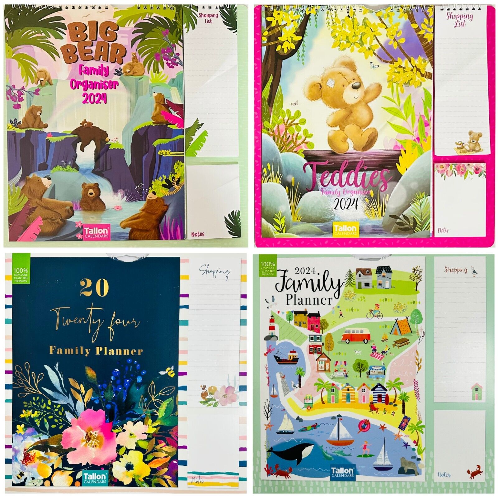 Beclen Harp 2026 Month To View/MTV Family Organiser 5 Columns Calendar Planner With Shopping Note Pad