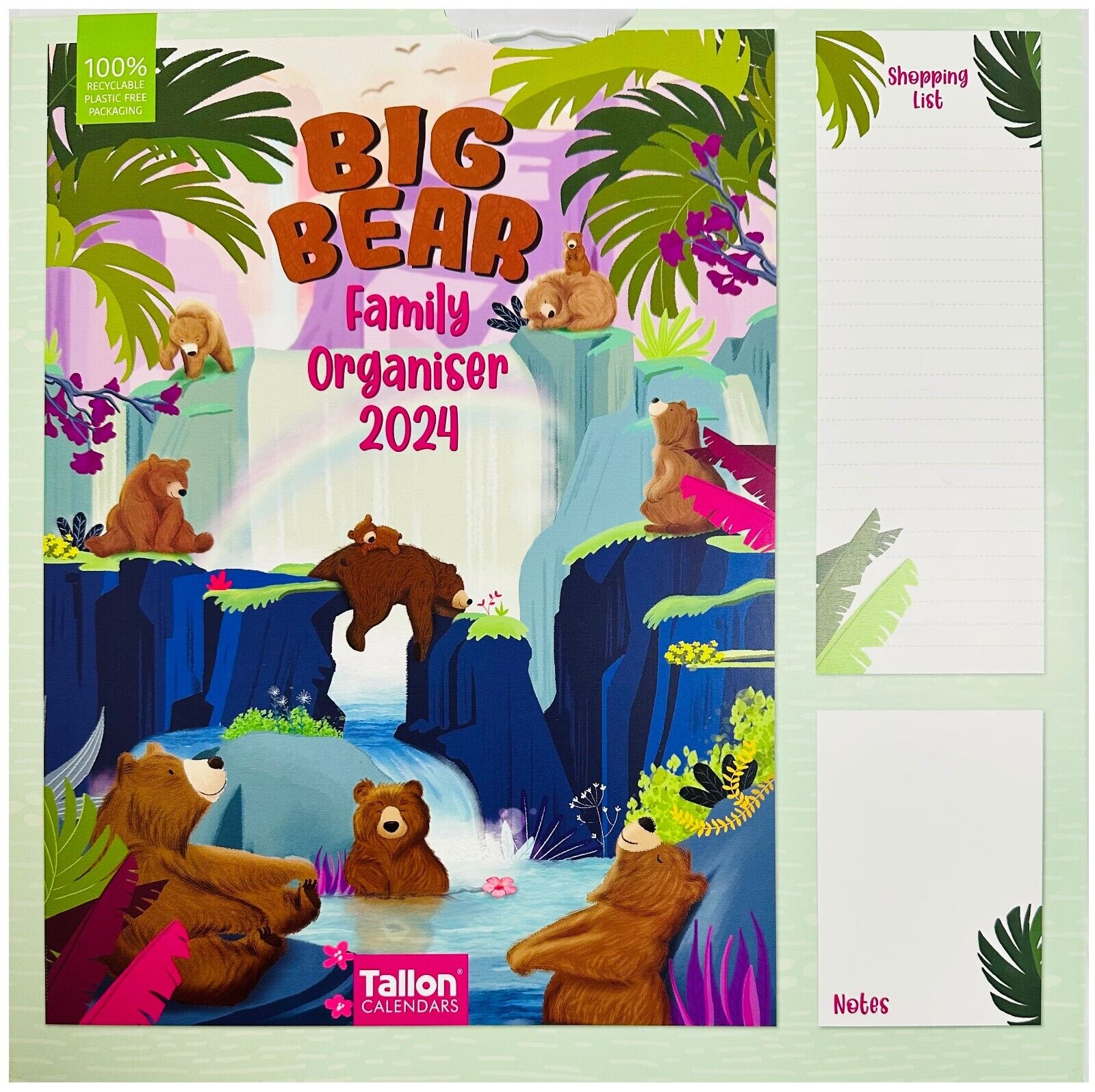 Beclen Harp 2026 Month To View/MTV Family Organiser 5 Columns Calendar Planner With Shopping Note Pad