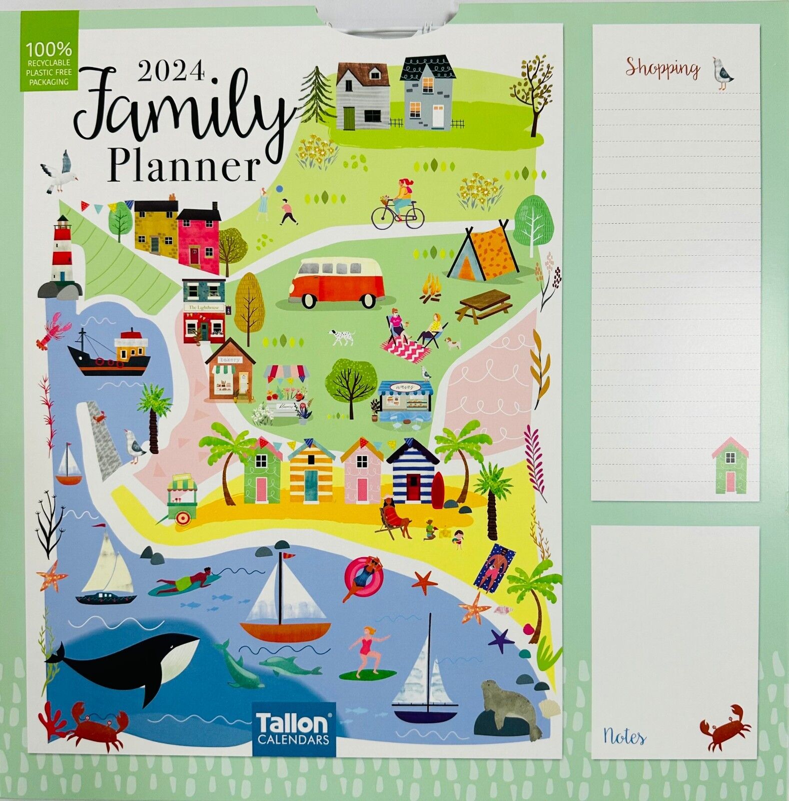 Beclen Harp 2026 Month To View/MTV Family Organiser 5 Columns Calendar Planner With Shopping Note Pad