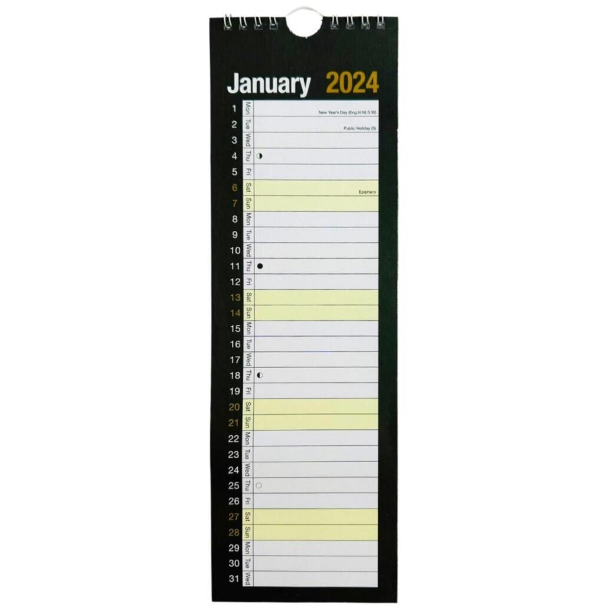 Beclen Harp 2025 Slim Month To View/MTV Spiral Bound Luxury B&W Hanging Wall Planner Calendar