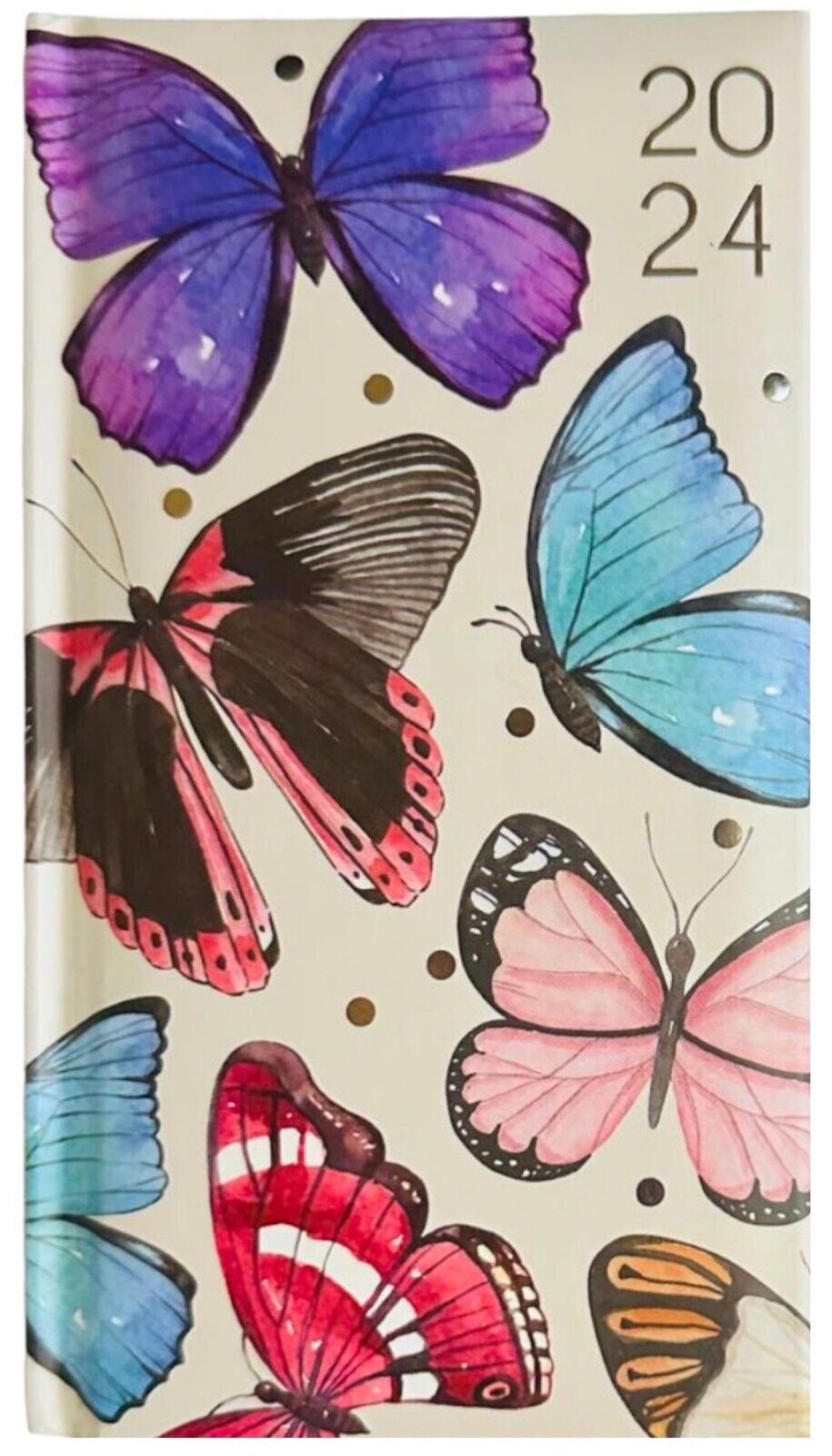 Beclen Harp 2024 Slim/Slimline Week To View/WTV Luxury Floral Pint Full Year Planner Diary With Hardback Cover