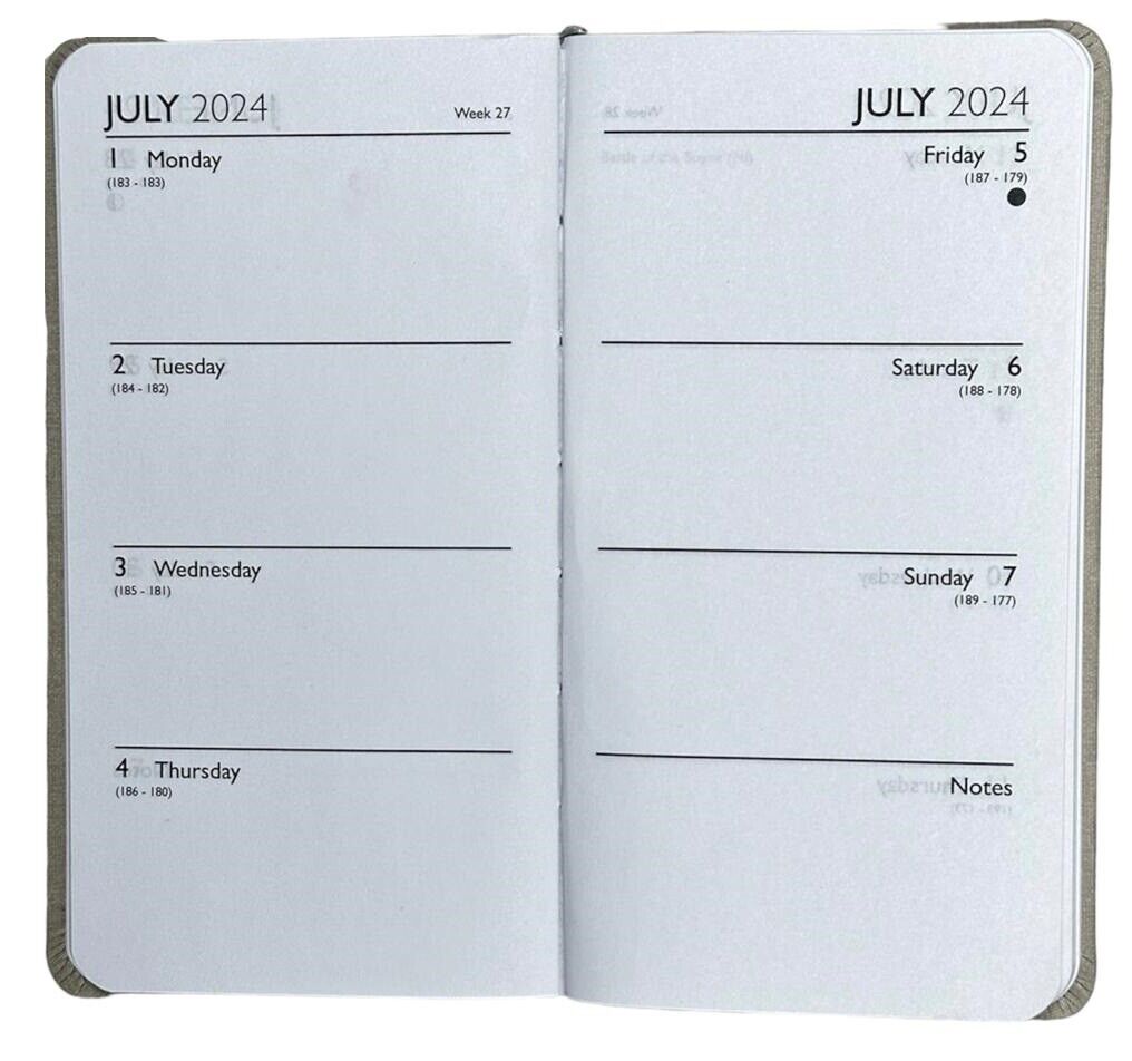 Beclen Harp 2024 Slim/Slimline Week To View/WTV Luxury Floral Pint Full Year Planner Diary With Hardback Cover