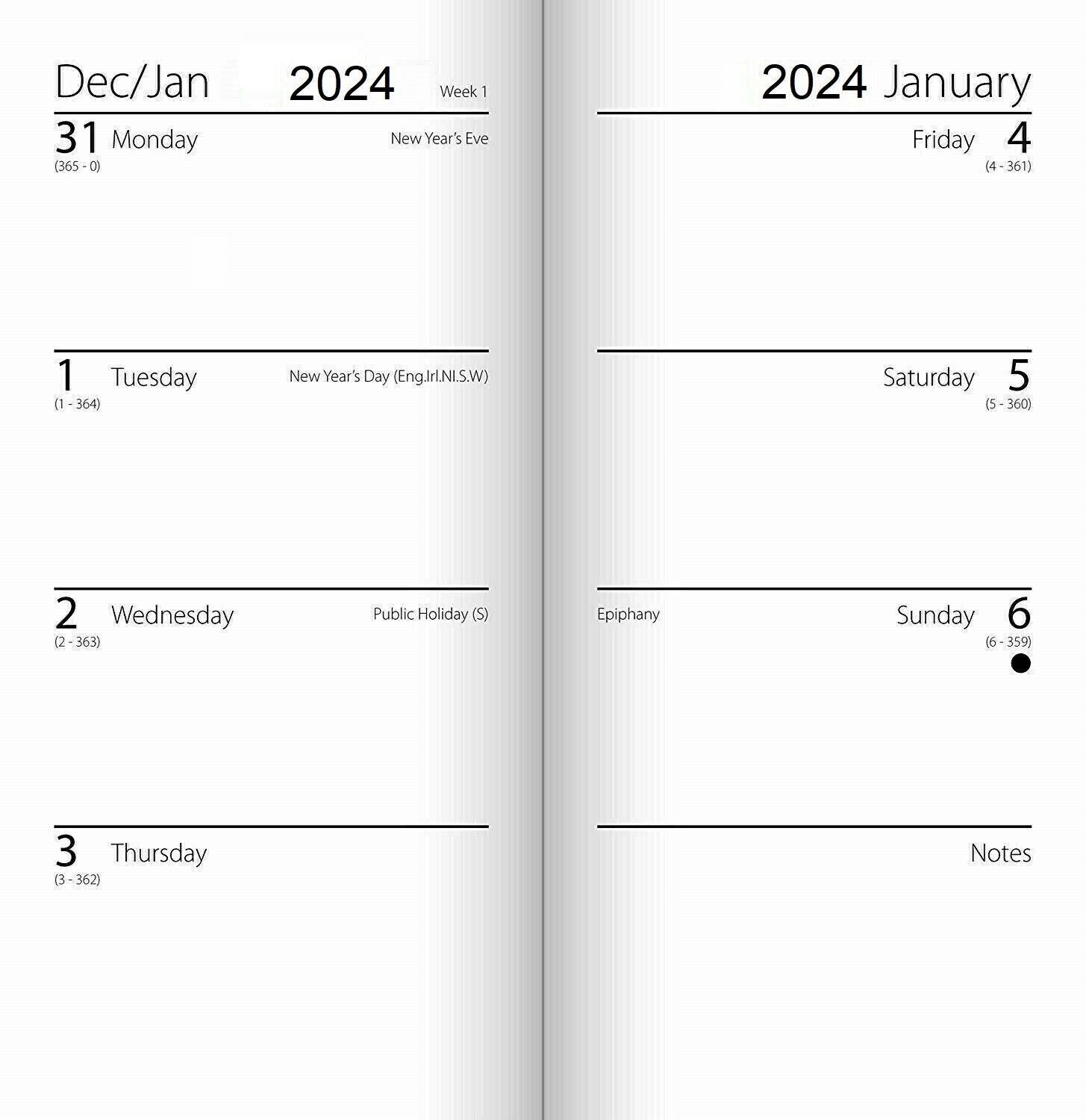 Beclen Harp 2024 Slim/Slimline Week To View/WTV Luxury Floral Pint Full Year Planner Diary With Hardback Cover