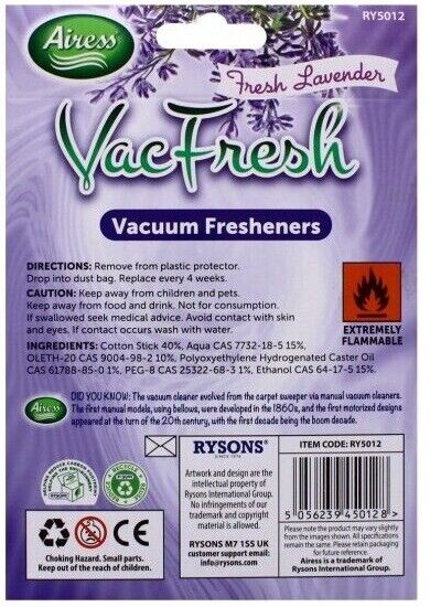 Beclen Harp 20pk Airess Vac Fresh Vacuum/Vac/Hoover Dust Cleaner Scented Air Freshner-Perfect House Warming Gift