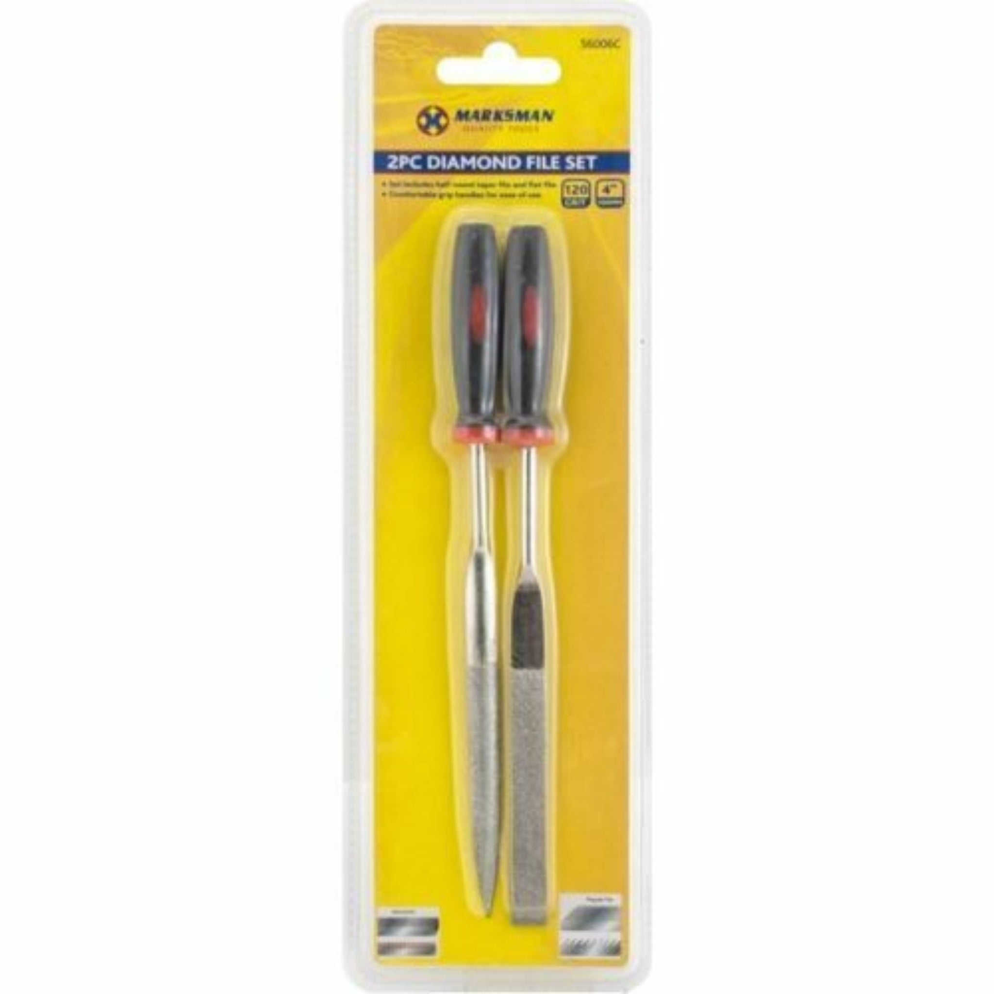 Beclen Harp 2pc Diamond File Set 120 Grit 4" Half Round Taper & Flat Stone Glass Metal Work Craft Tool