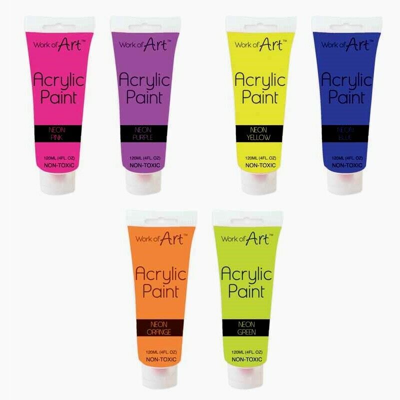 Beclen Harp New Acrylic Paints 6 Paint Tube Art Bright Colours Crafts Painting Painter 120ml