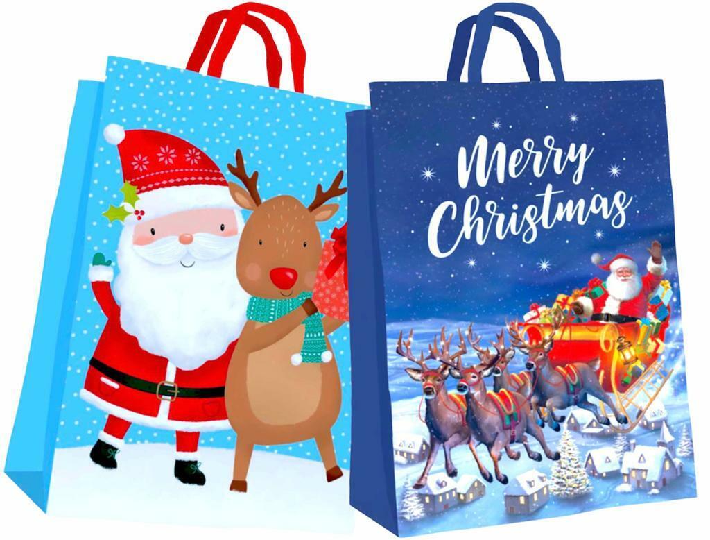 Beclen Harp Super Jumbo Christmas Non Woven Santa Sack Vintage Gift Bag 68x48cm Xmas -2 Pack