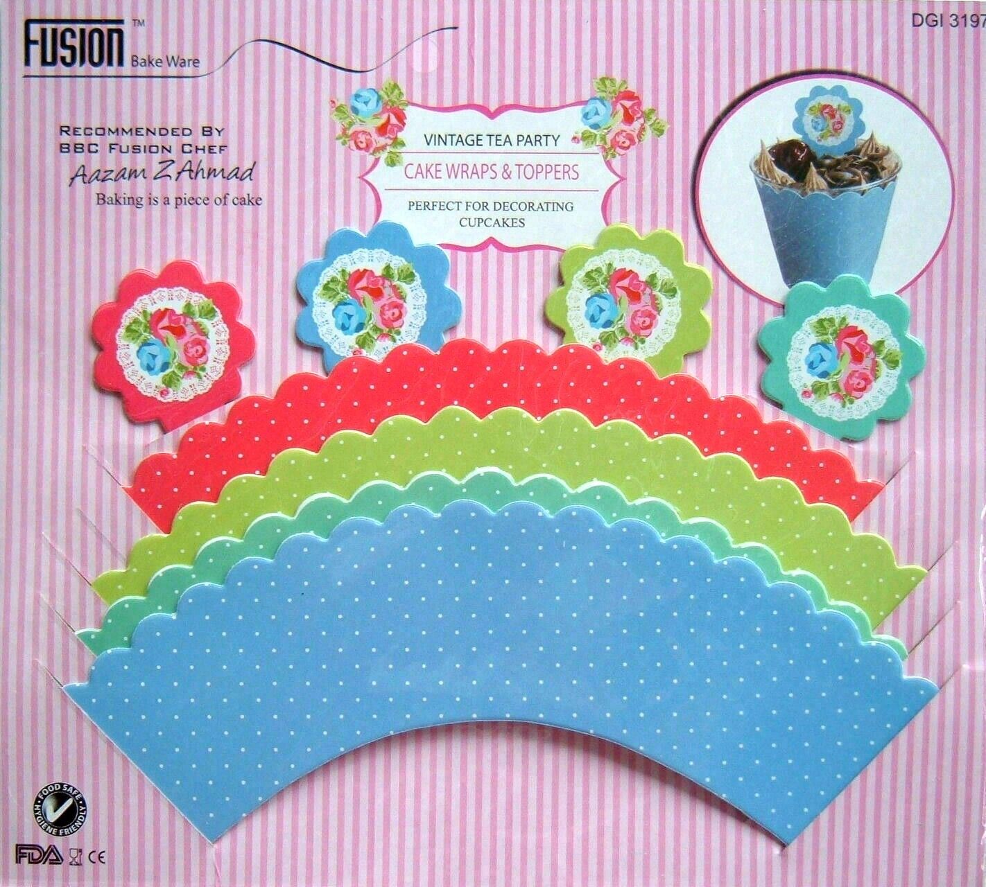 Beclen Harp 24 x Easter Vintage Tea Party Cup Cake Wraps With Floral Toppers Decoration