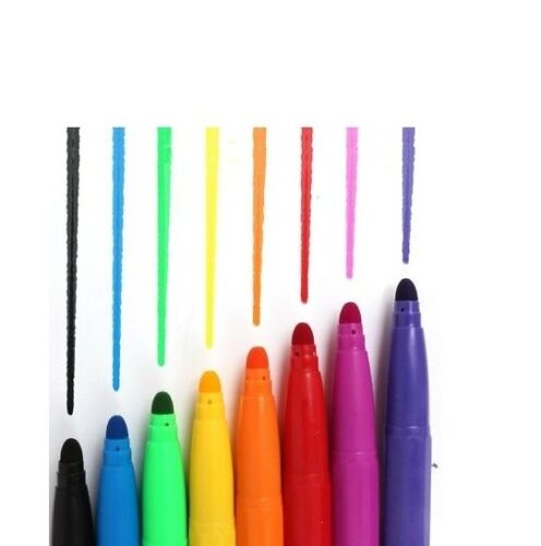 Beclen Harp 8 PACK OF JUMBO MIXED COLOUR FIBRE FELT TIP PENS SET - IDEAL FOR KIDS / CHILDREN