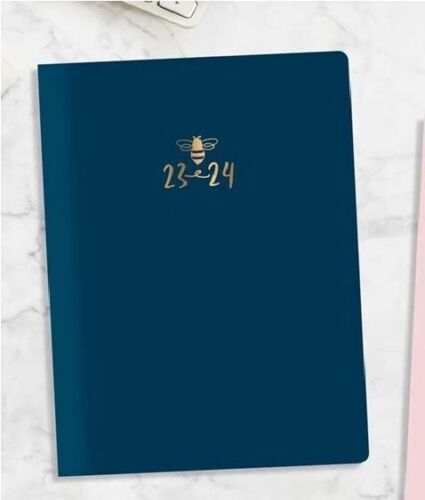 Beclen Harp 2023-24 Academic A5 DAY A PAGE Gold honey Bee Cover Diary School Year Teacher
