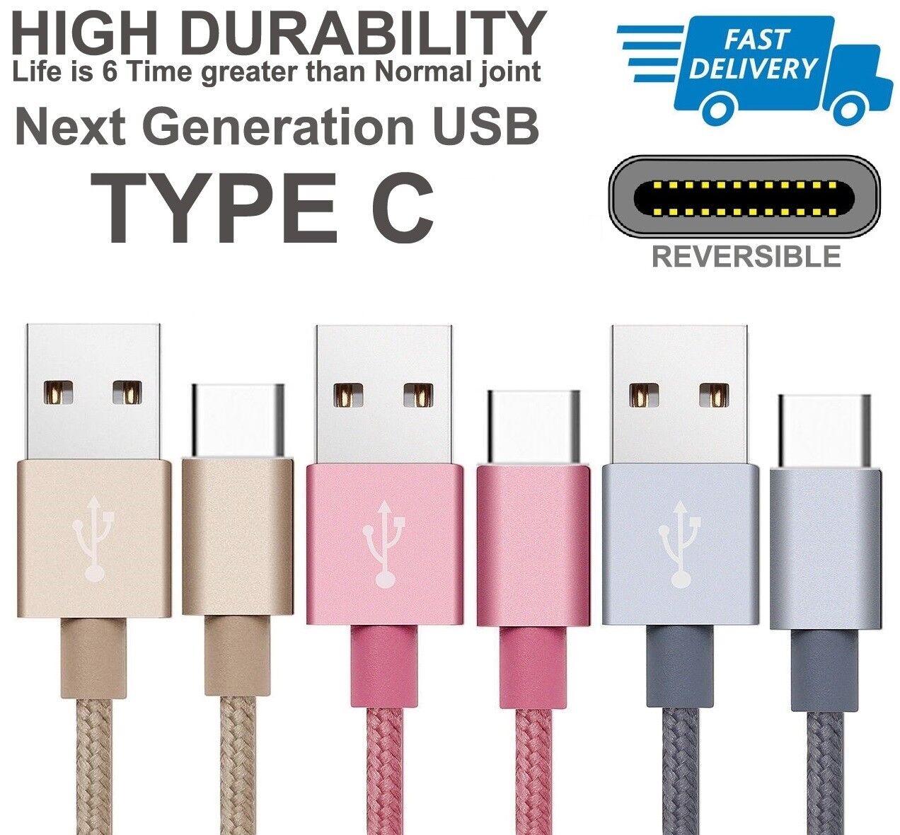 Beclen Harp Fast USB Type C Charger Cable For C-Type Devices Including Samsung/SONY/S8 Edge
