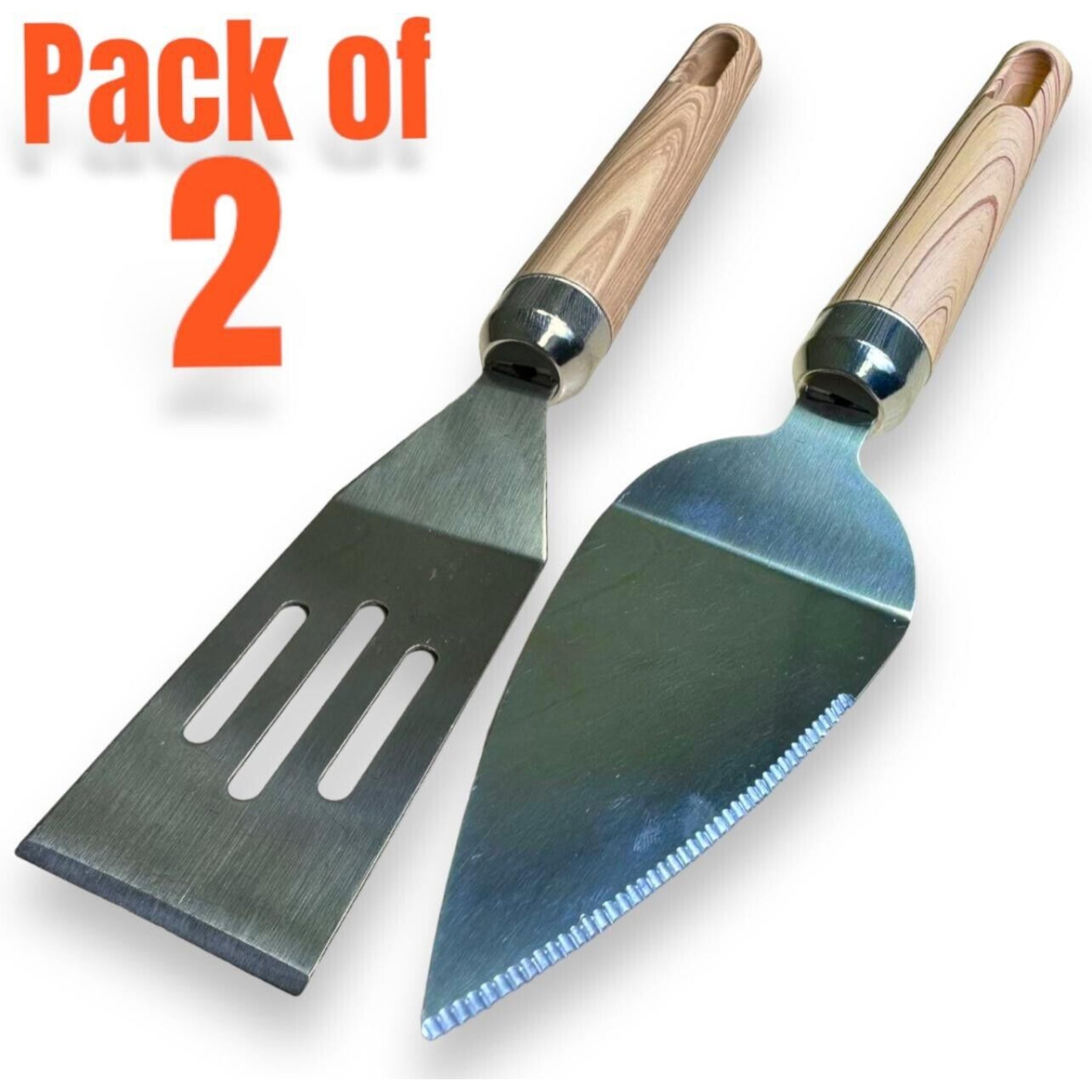 Beclen Harp 2pc Stainless Steel Heat Resistant Burger/Fish Slice Slotted Spatula Turner/Flipper-Perfect Kitchen/Cooking Tool