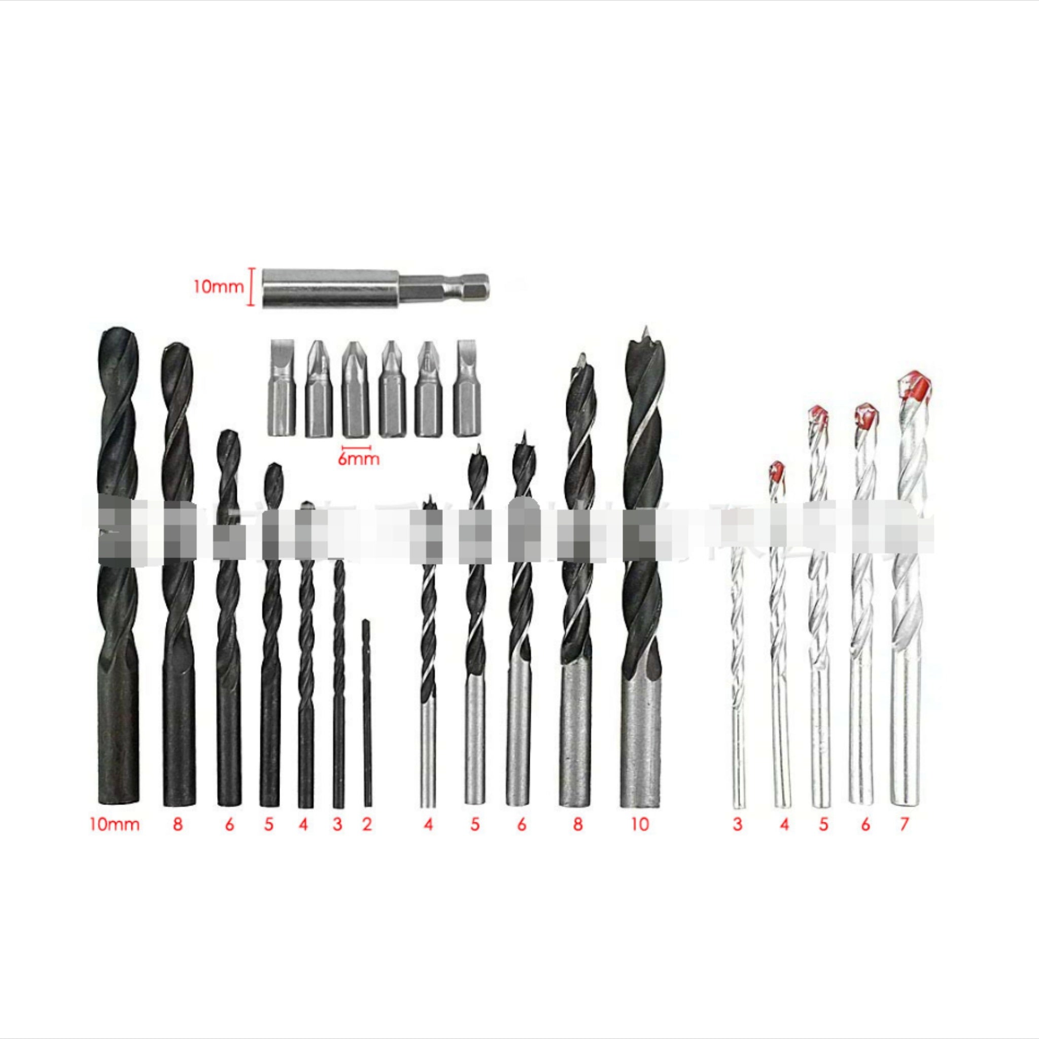 Beclen Harp Heavy Duty Drill Bits Masonry Wood Metal Material & Wall Plug Set 300 Pieces Multi-surface Bit Set With Box