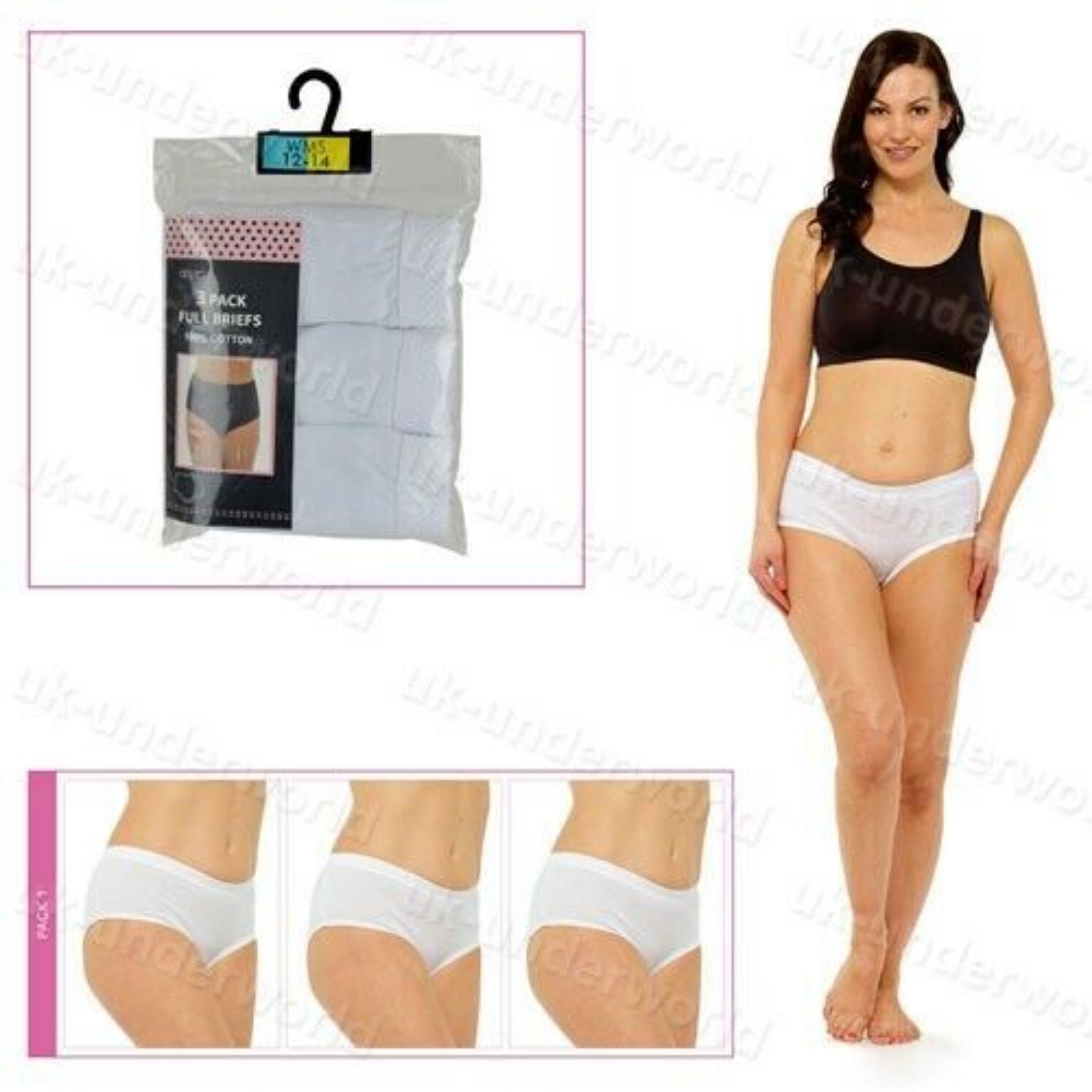 Beclen Harp 3 Pair Women/Ladies Cotton Full Briefs Pants Knickers Underwears For Adults Size 12-26-Perfect Christmas/Xmas Gift