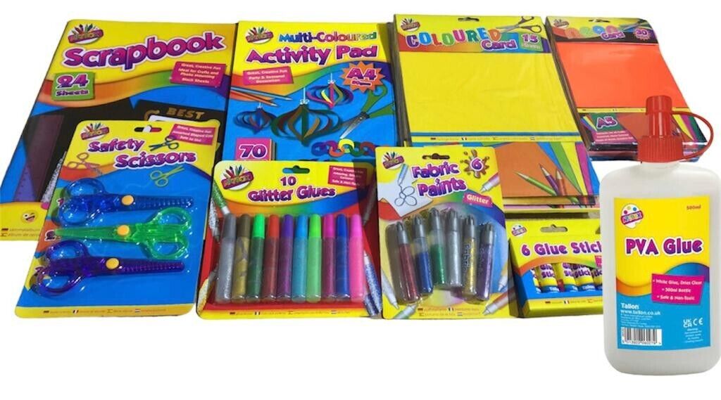 Beclen Harp Kids Summer Fun Activity Craft Books- Papers- Cards-Glue ALL 15 in 1 Gift Pack