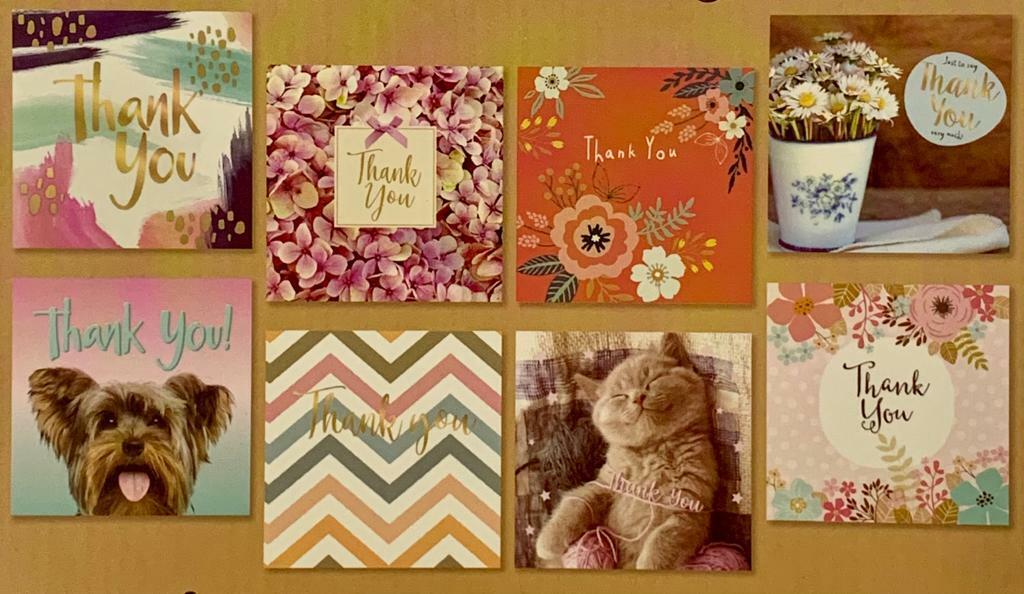Beclen Harp Pack of 8 Mixed Assorted THANK YOU Wishes Floral Adult Kids Cards Greeting Card