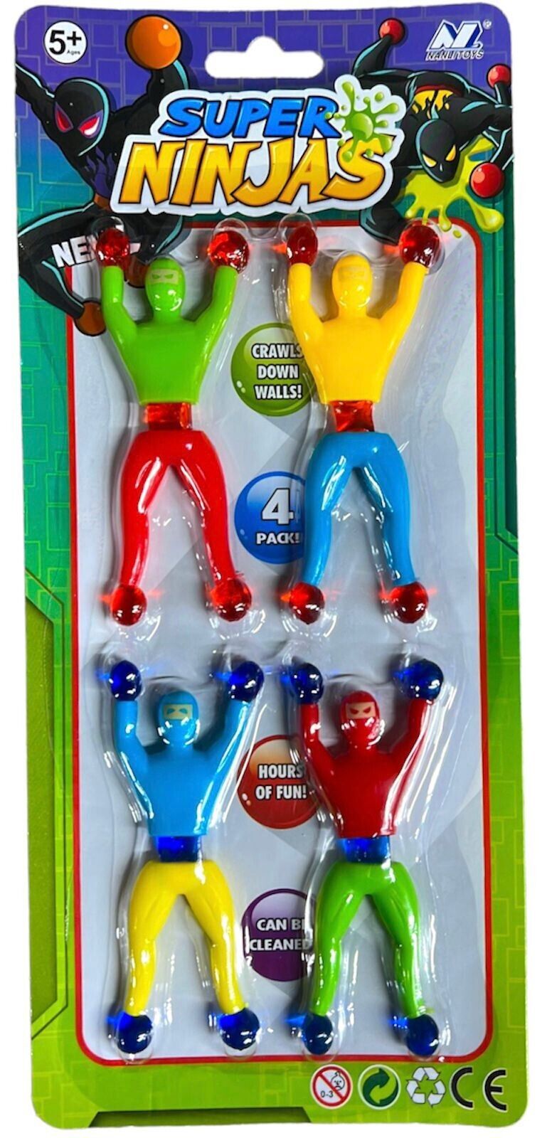 Beclen Harp 4 x STICKY STRETCH FLYING NINJA CRAWLER TOY KIDS CHRISTMAS GIFT STOCKING FILLER