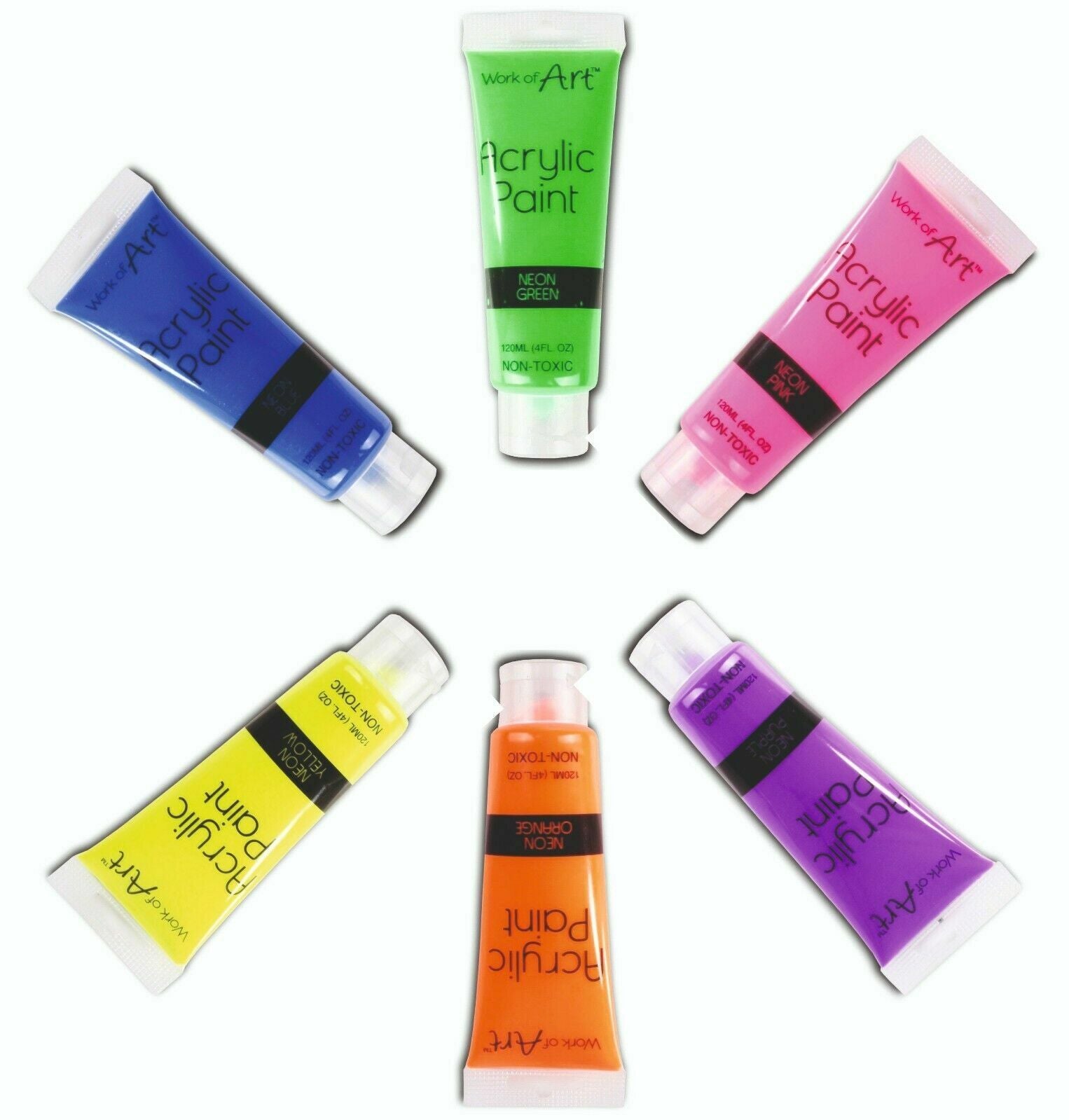 Beclen Harp New Acrylic Paints 6 Paint Tube Art Bright Colours Crafts Painting Painter 120ml