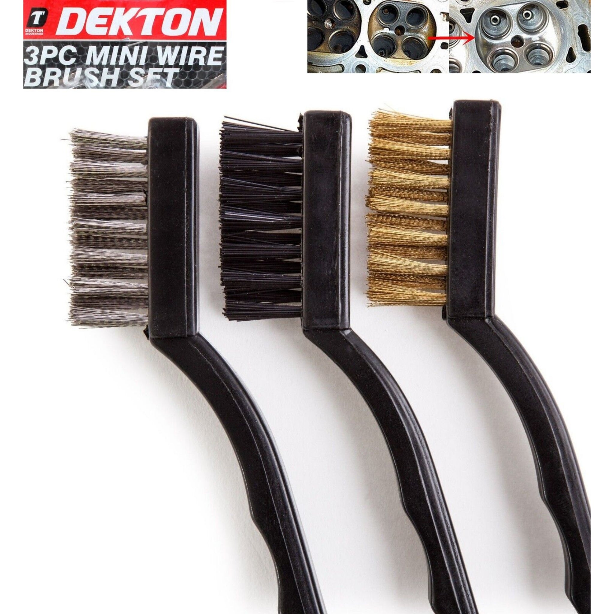 Beclen Harp 3pc Mini Stainless Steel/Nylon/Brass Wire Bristle Rush Removal Brush Set-Perfect Cleaning Tool SM
