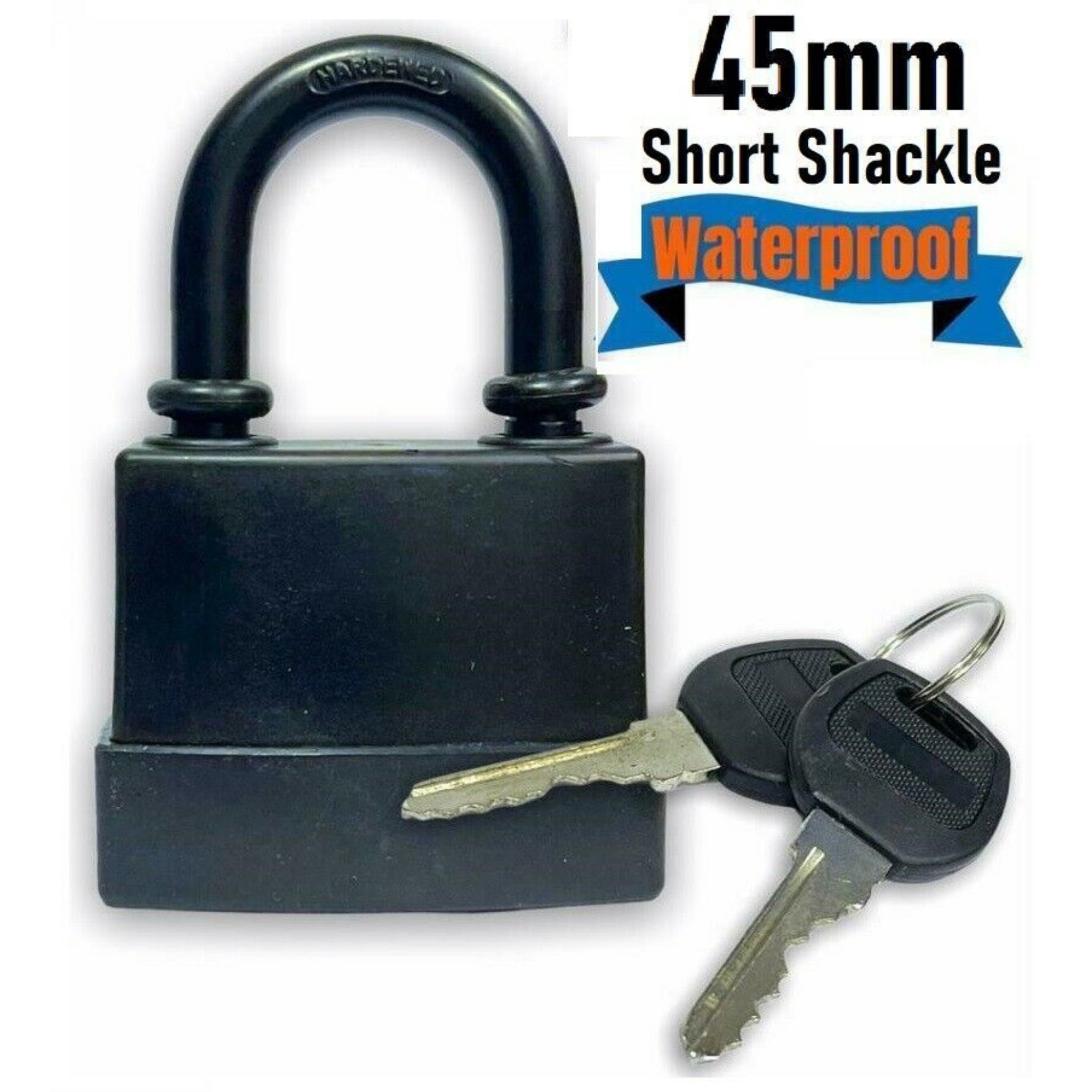 Beclen Harp Heavy Duty Padlock Short Shackle 45mm Waterproof 2 keys Security Outdoor Shed UK