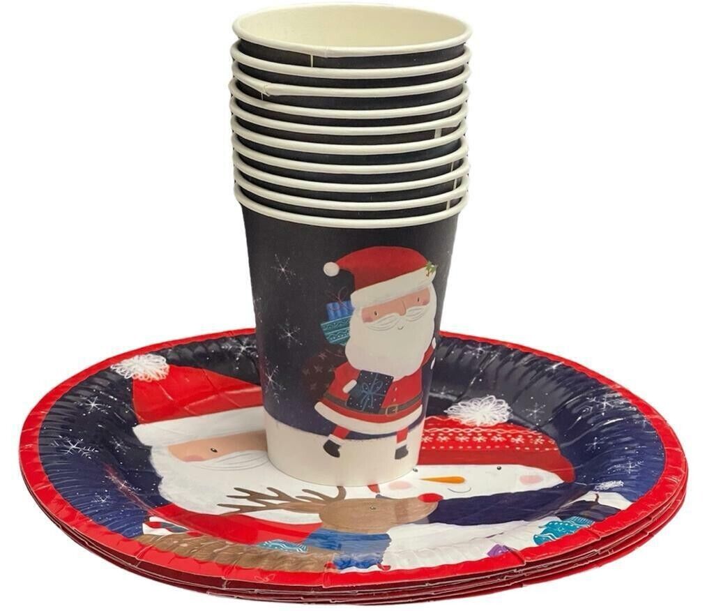 Beclen Harp 20 Christmas Festive Party Tableware Plates Glasses Napkins Tissue Paper Xmas