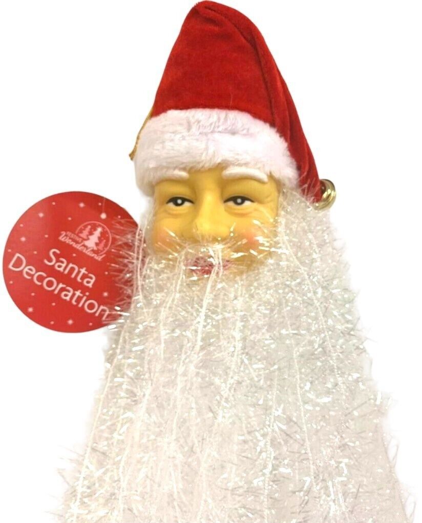 Beclen Harp SANTA HEAD FRONT DOOR HANGING TINSEL CHRISTMAS TREE WALL DECORATIONS SANTA TREE